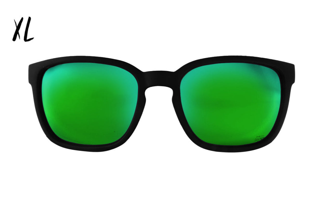 Cabana XL Matte Black Polarized Sunglasses - Green Machine Lens for UV Protection & Outdoor Activities | Perfect for Beach, Driving & Sports