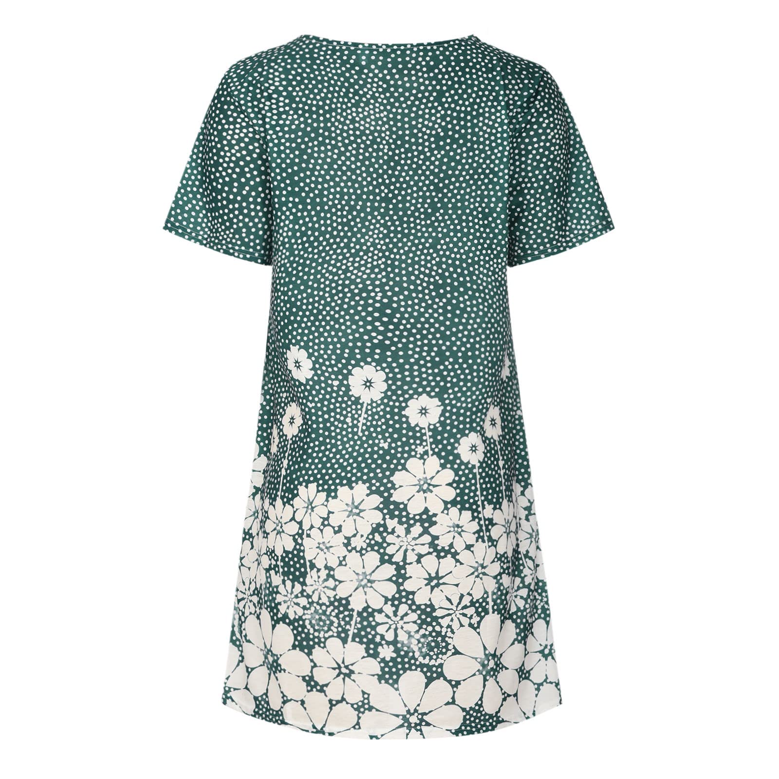 Women's Casual Flowy Pleated T-Shirt Dress with Pockets - Green | Comfortable Loose Fit Summer Dress for Outings, Beach & Everyday Wear