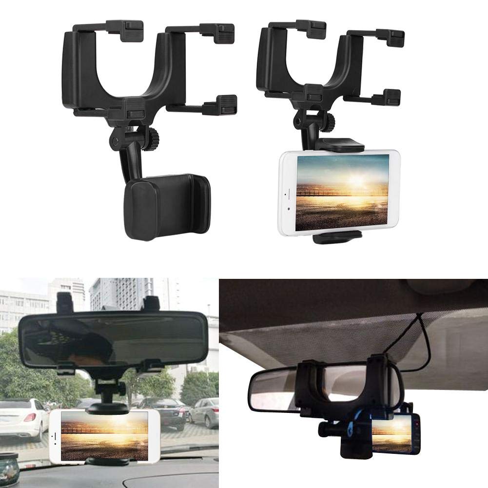 Universal Rear View Mirror Phone Mount - Hands-Free Car Accessory for GPS Navigation & Safe Driving | Perfect for Uber, Lyft & Road Trips