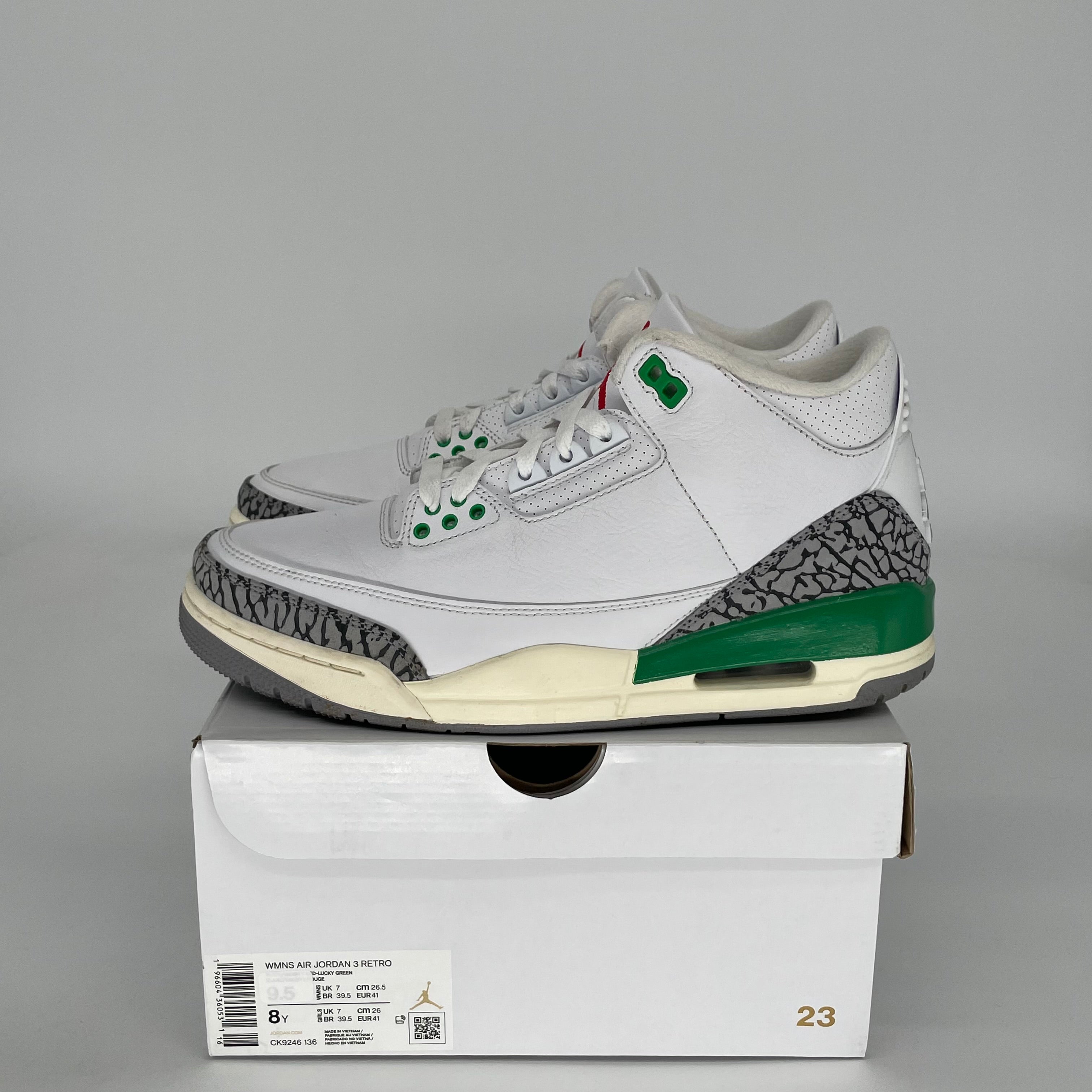 AIR JORDAN 3 Lucky Green Women's Sneakers Size 8/9.5W - Retro Basketball Shoes Style CK9246-136 | Perfect for Casual Wear, Gym & Street Fashion