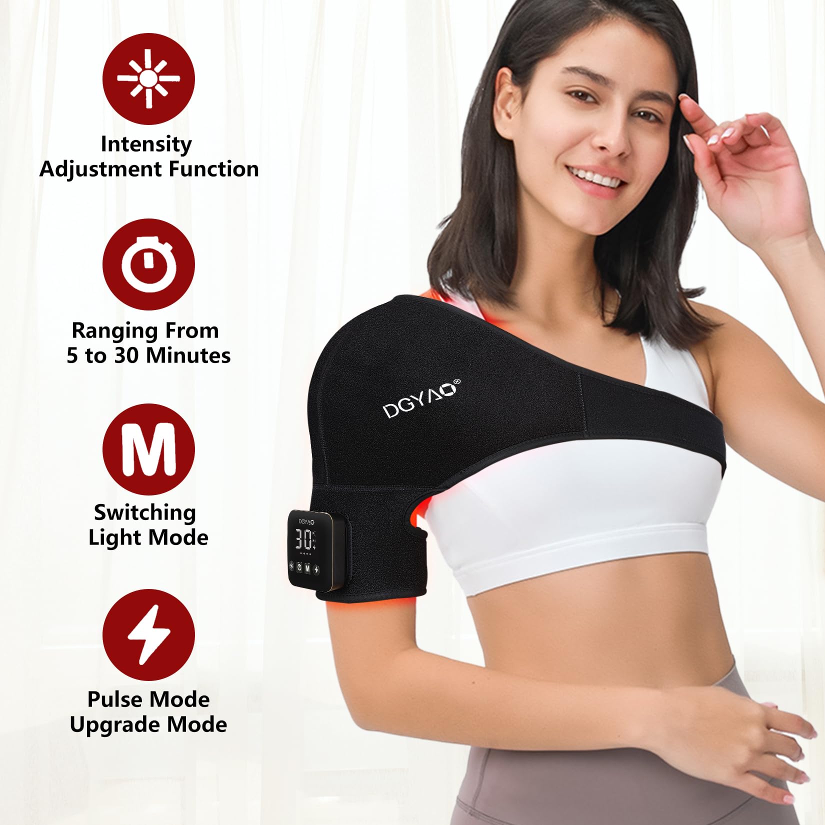 Portable Cordless Red Light Therapy Device for Shoulder Pain Relief - 4000mAh Battery Wireless Near Infrared Light Therapy Wrap for Arm, Body & Muscle Relaxation | Home Use, Post-Workout Recovery, Chronic Pain Treatment