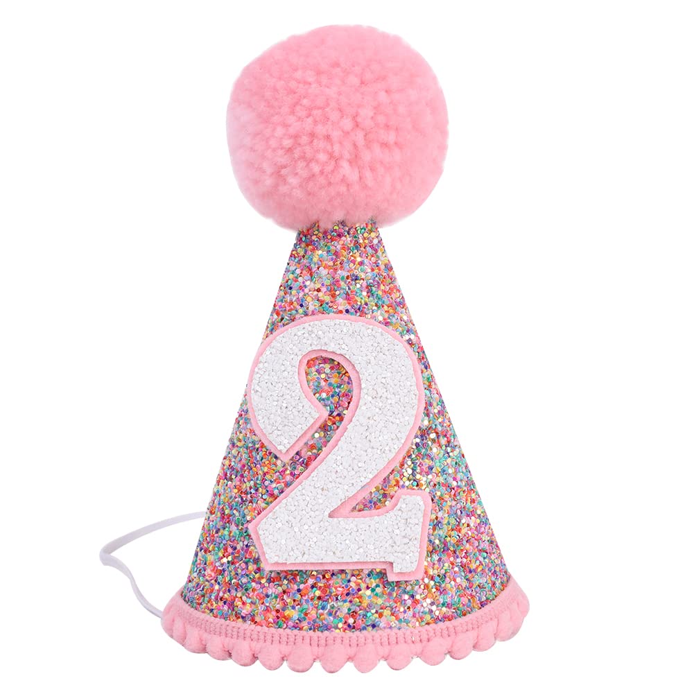 Glitter Rainbow Cone Hat for Birthday Party - Fun & Festive Birthday Decorations for Kids & Adults - Perfect for Birthday Celebrations, Photo Booths & Themed Parties