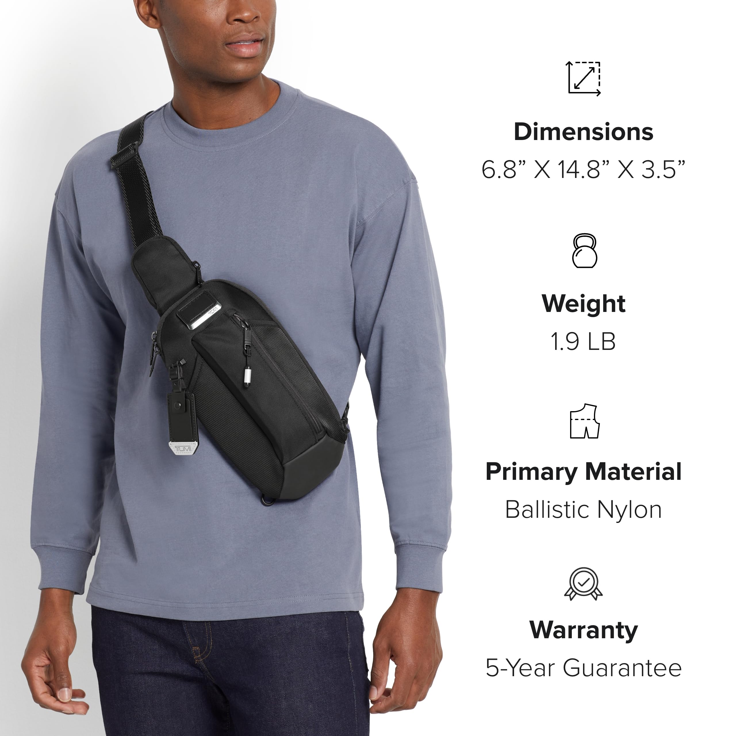 TUMI Alpha Bravo Esports Pro Sling Bag - Waterproof Gaming Backpack for Nintendo Switch, Steam Deck & Handheld Consoles - Lightweight Travel Crossbody Bag for Men & Women - Perfect for Commuting, Air Travel & Outdoor Adventures - Black