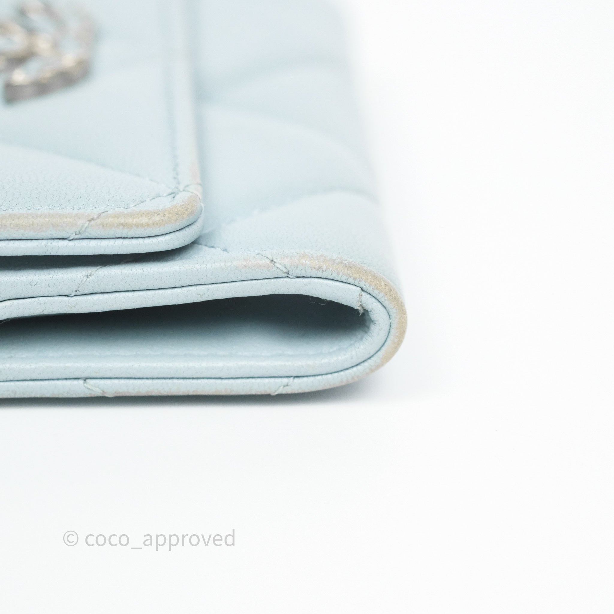 Chanel 19 Flap Card Holder in Light Blue Lambskin - Luxury Leather Wallet for Women | Perfect for Everyday Use, Travel & Gift Giving