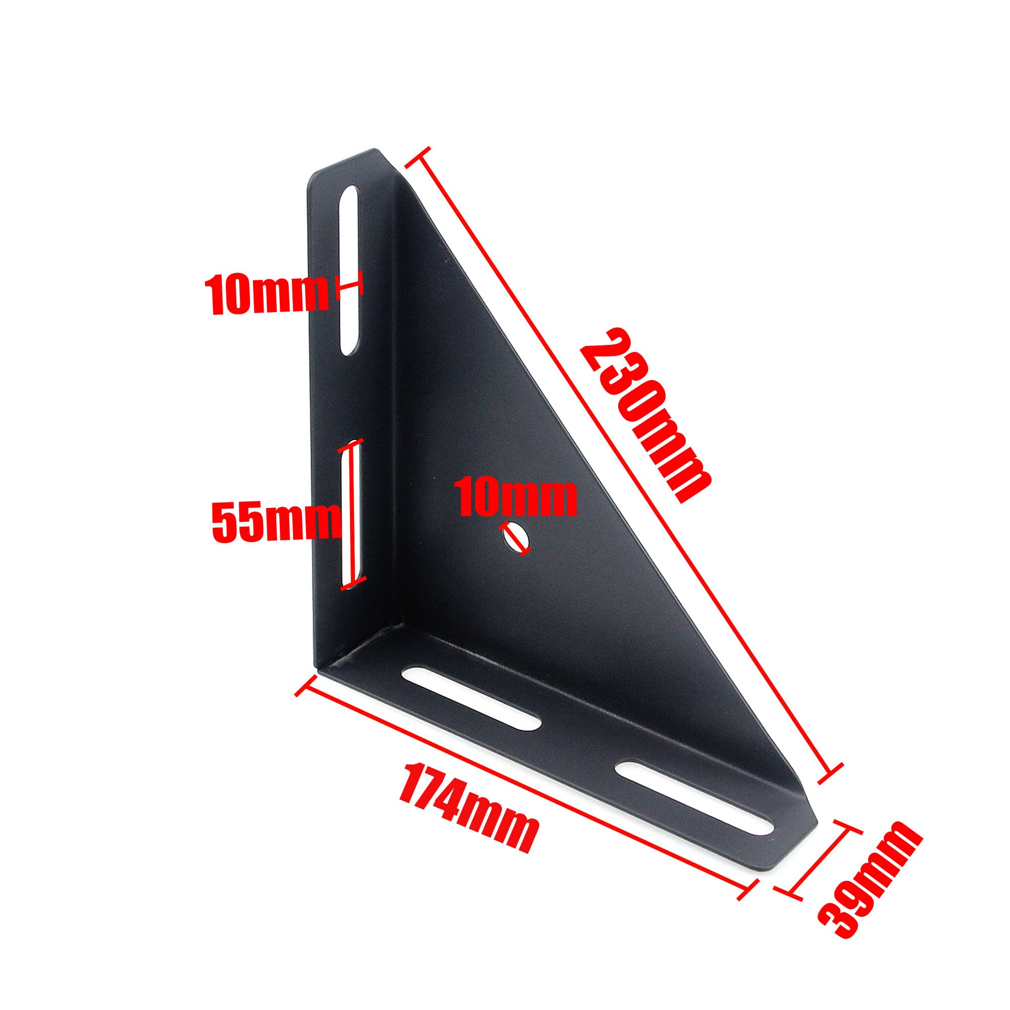 4pcs 9.5-Inch Heavy Duty Triangle Corner Brackets - 260lbs Max Load Black Metal Furniture Braces for Bed Frame, Cabinet, Cupboard & Storage Box - Perfect for Home, Office & DIY Furniture Reinforcement