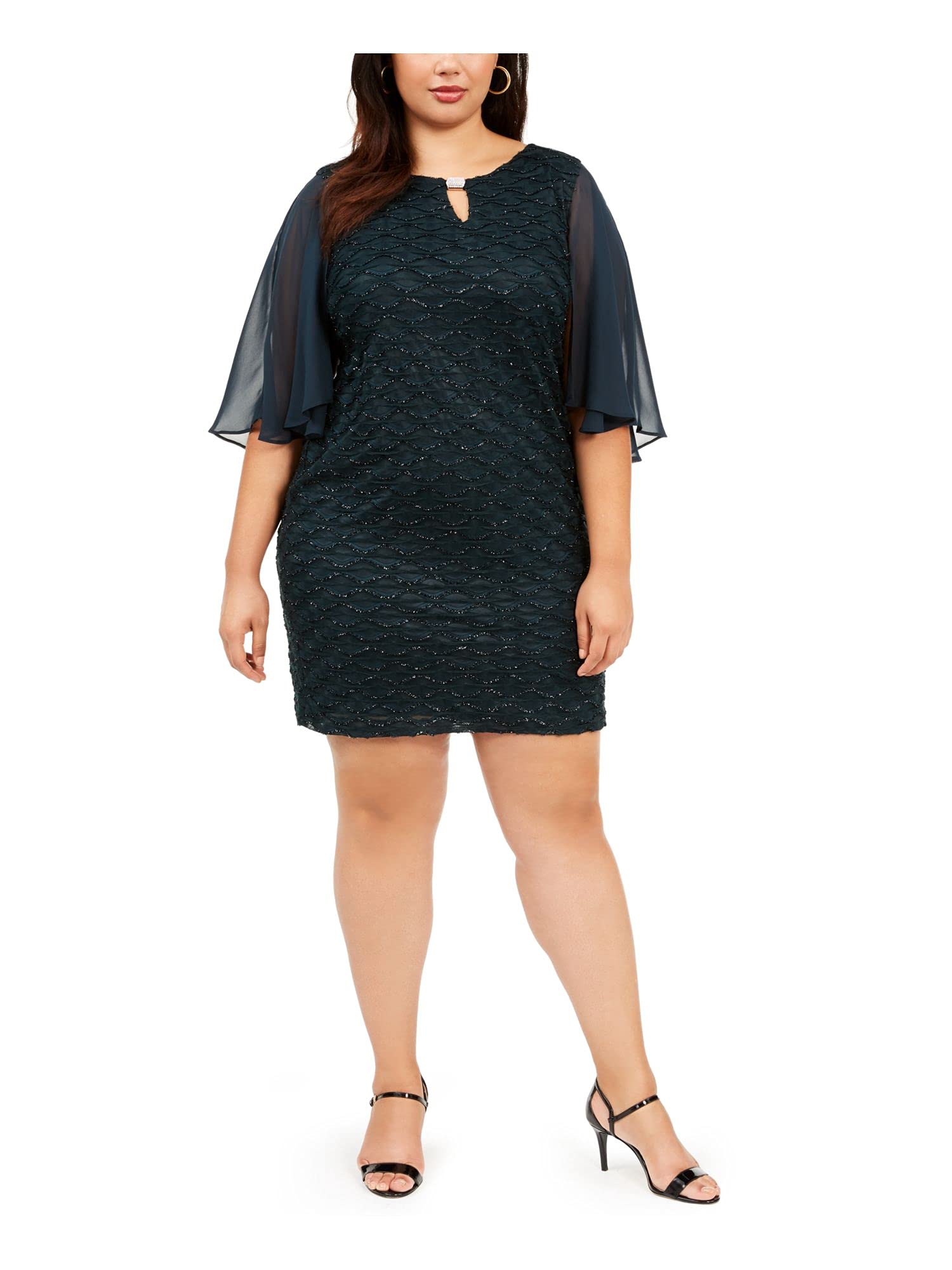Women's Plus Size Sequin Party Dress - Elegant Cocktail Dress in Green, Size 20W | Perfect for Evening Parties, Weddings & Special Occasions