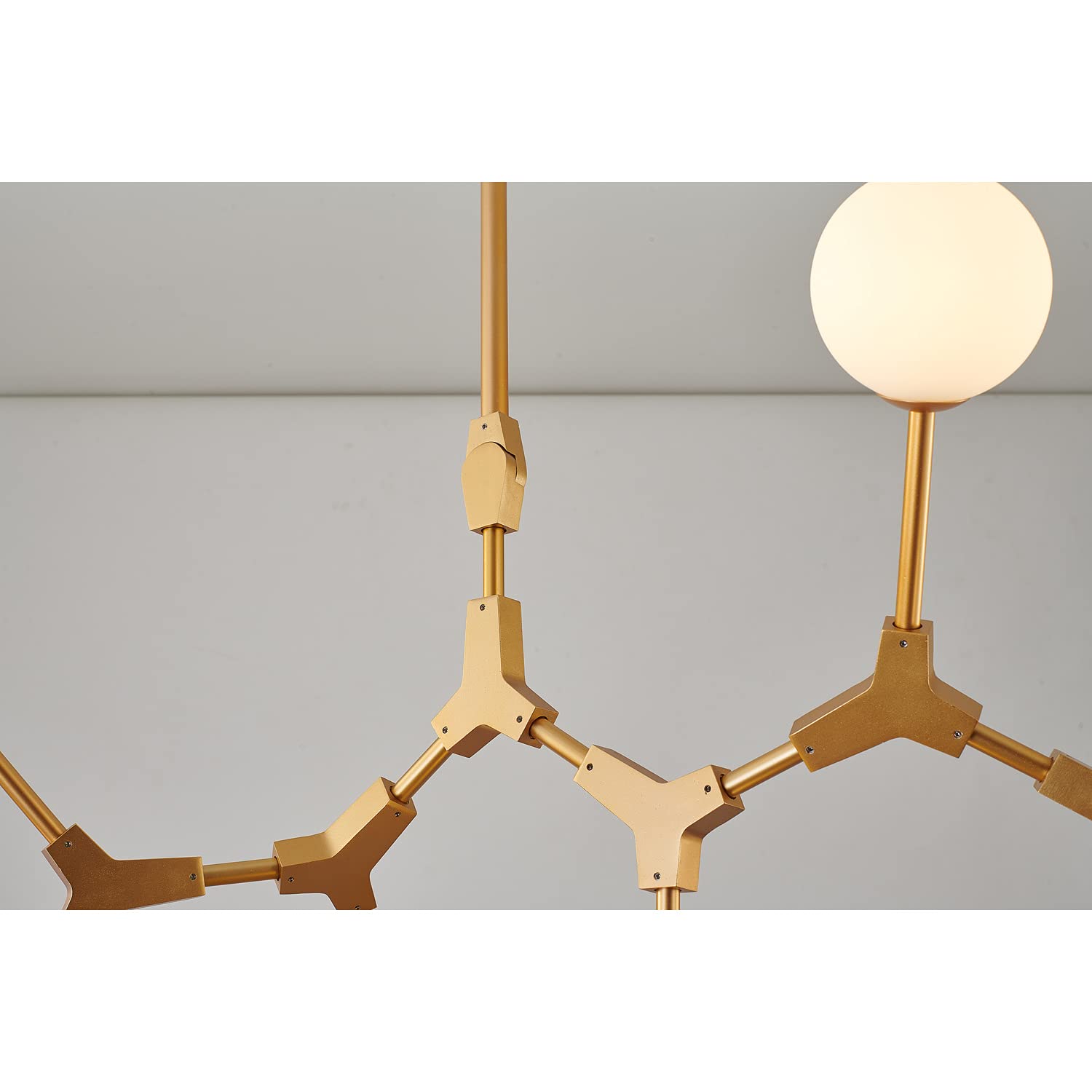 Bethel Gold Metal Frame Ceiling Light Fixture with Milk White Glass Shades - Elegant Dining Room, Bedroom, or Living Room Lighting Solution