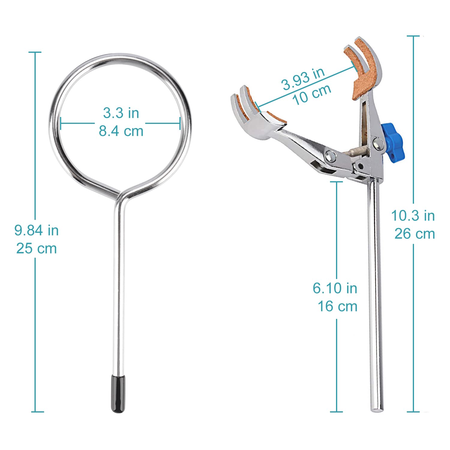 Stonylab 500ml Pressure Equalizing Funnel & Lab Stand Set - Graduated Addition Funnel with Steel Support Stand, Rod, 4-Prong Burette Clamp, Retort Ring & 2 Boss Heads - Perfect for Chemistry Experiments, Titration & Laboratory Research