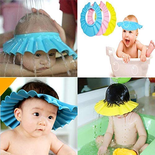 KHODIYAR Adjustable Baby Shower Cap - Soft Bathing Hair Wash Protector for Kids - Waterproof Eye & Ear Cover with Leaf Design - Multicolor (Perfect for Toddler Bath Time & Sensitive Skin Care)