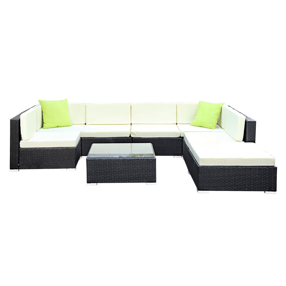 8-Piece Outdoor Wicker Sofa Set with Cushions - Patio Furniture for Garden, Poolside, and Backyard Lounge