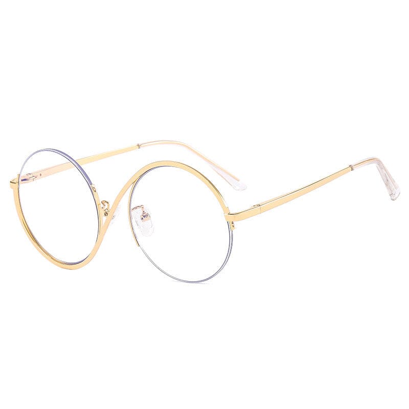 Augustin Round Unique Metal Half Frame Glasses - Stylish & Lightweight Eyewear for Reading, Fashion, and Outdoor Activities