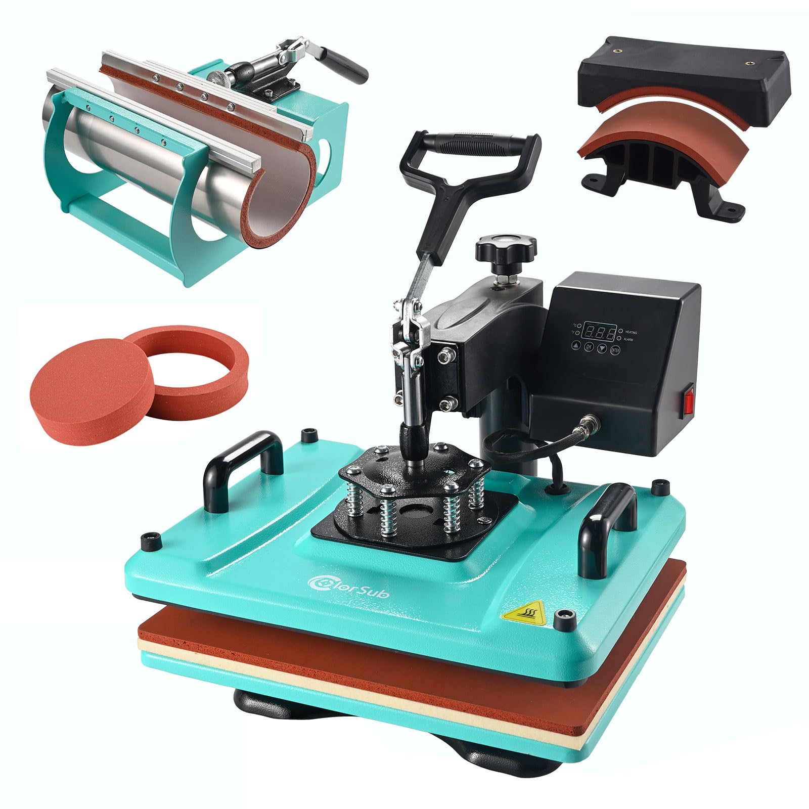 5-in-1 ColorSub Heat Press Machine 12x15 Inch for T-Shirts & Sublimation - Perfect for DIY Custom Apparel, Mugs, Hats & Home Business Use