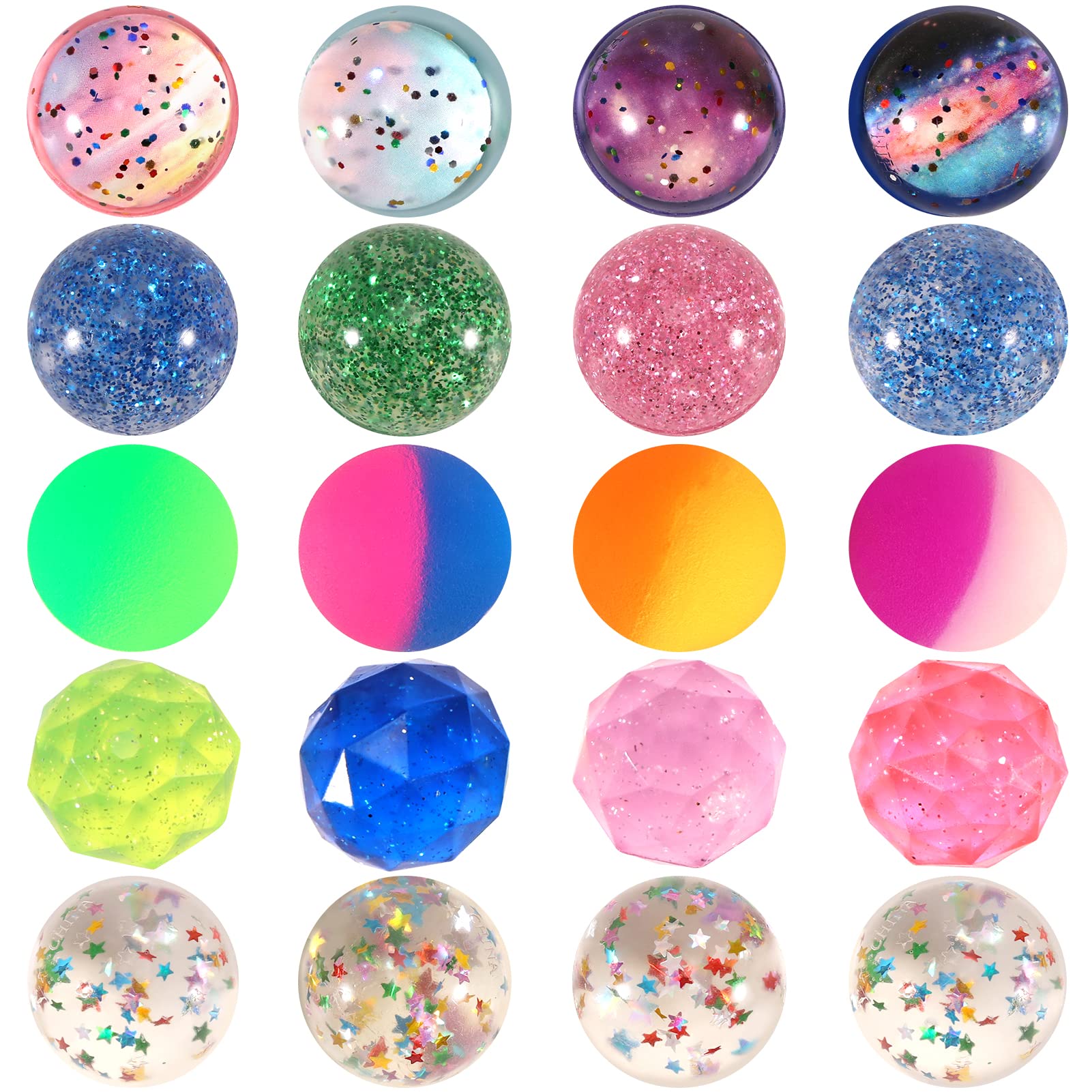 20-Piece Assorted Bouncy Balls Set - 32mm Rubber Balls for Kids Party Favors, Easter Goodie Bags, Birthday Prizes & Classroom Rewards - Fun Bouncing Toys for Outdoor Games, Carnival Prizes & Sensory Play