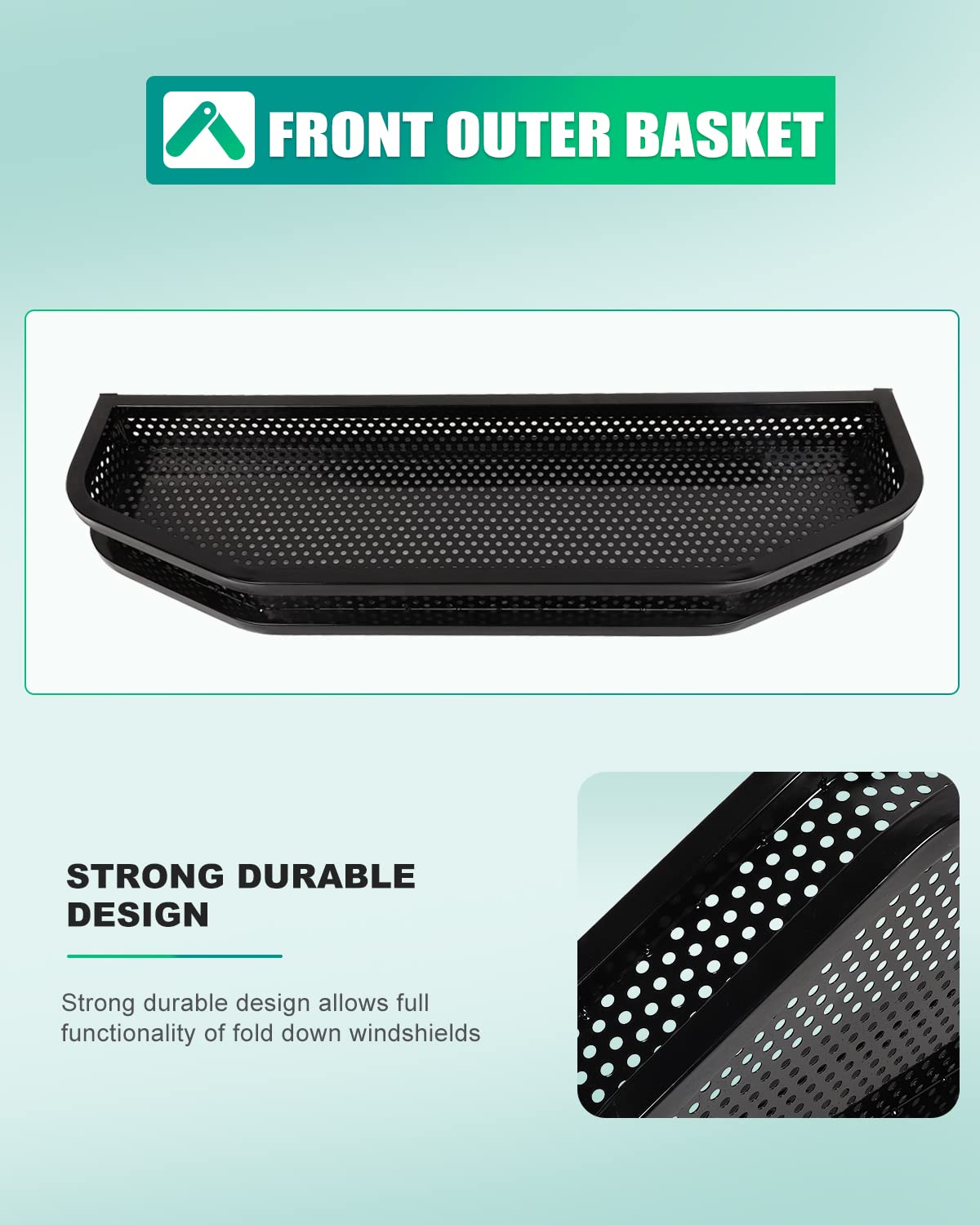 Heavy Duty Steel Mesh Front Basket for EZGO TXT Golf Cart - Black Storage Organizer with Mounting Brackets | Perfect for Golf Gear, Coolers & Accessories | Golf Course & Outdoor Use