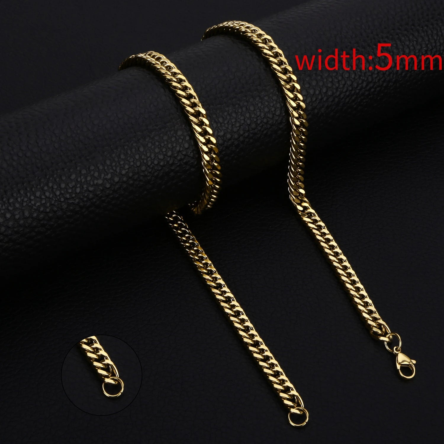 Figaro Cuban Link Chain Necklace for Men - 14K Gold Plated Stainless Steel Jewelry for Everyday Wear & Gifting