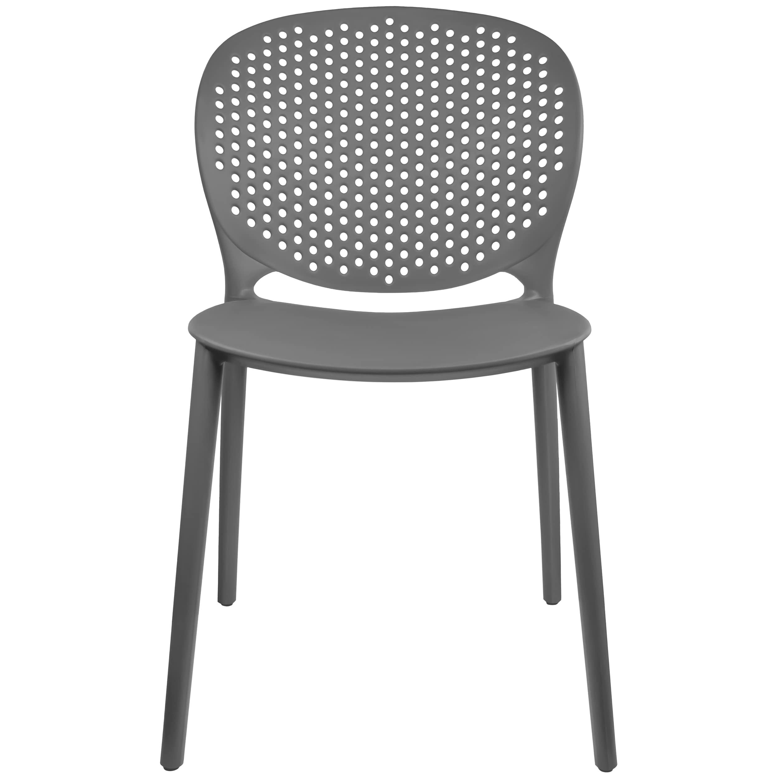 2 Pack Modern Stackable Patio Chairs - Indoor Outdoor Dining Chairs for Poolside, Kitchen, Living Room & Restaurant - Space-Saving Gray Side Chairs (Perfect for Small Spaces, Balcony Decor & Outdoor Entertaining)