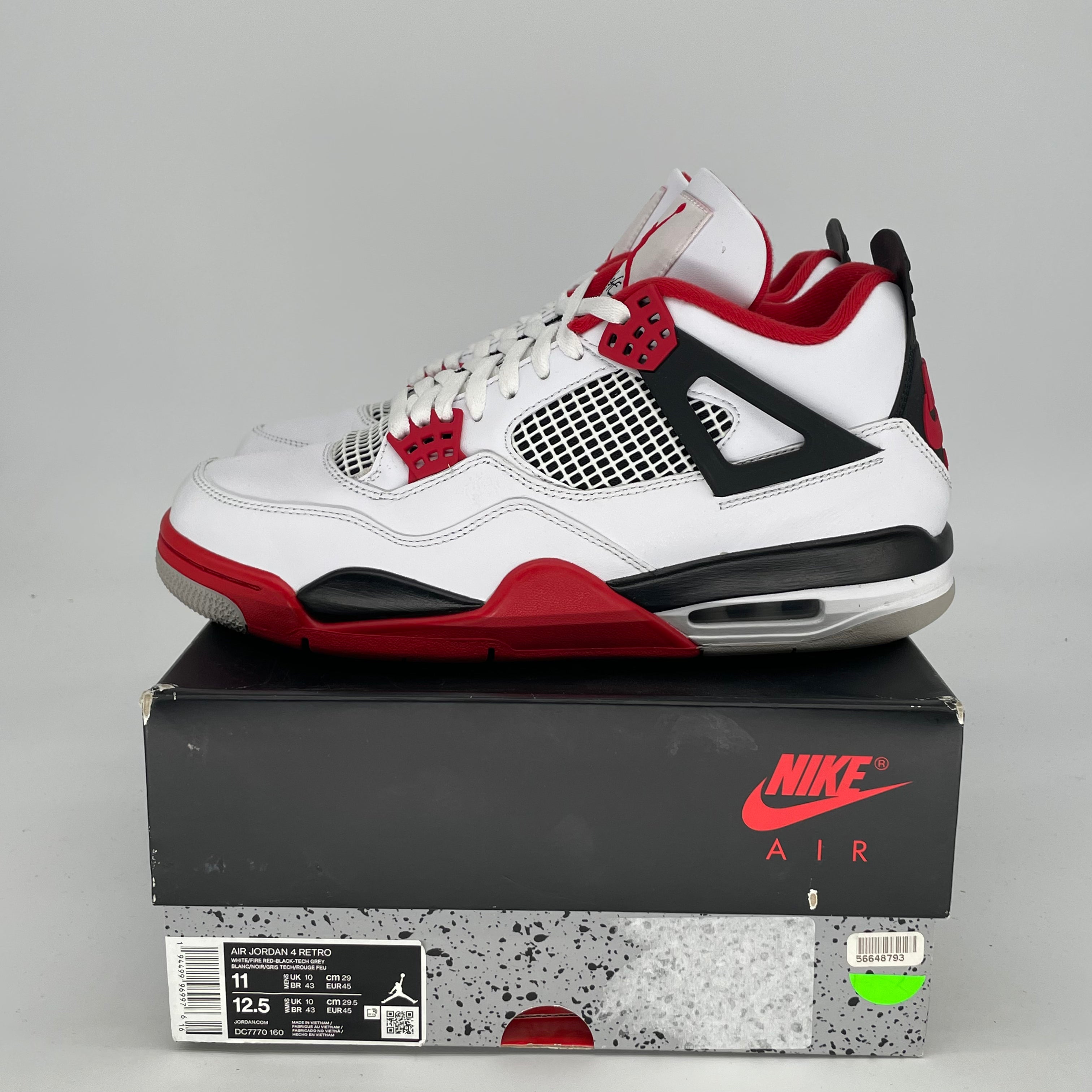 Air Jordan 4 Retro 'Fire Red' Men's Basketball Shoes - Size 11 & Women's Size 12.5 (Style Code: DC7770-160) - Perfect for Streetwear, Sneaker Collecting & Casual Sports