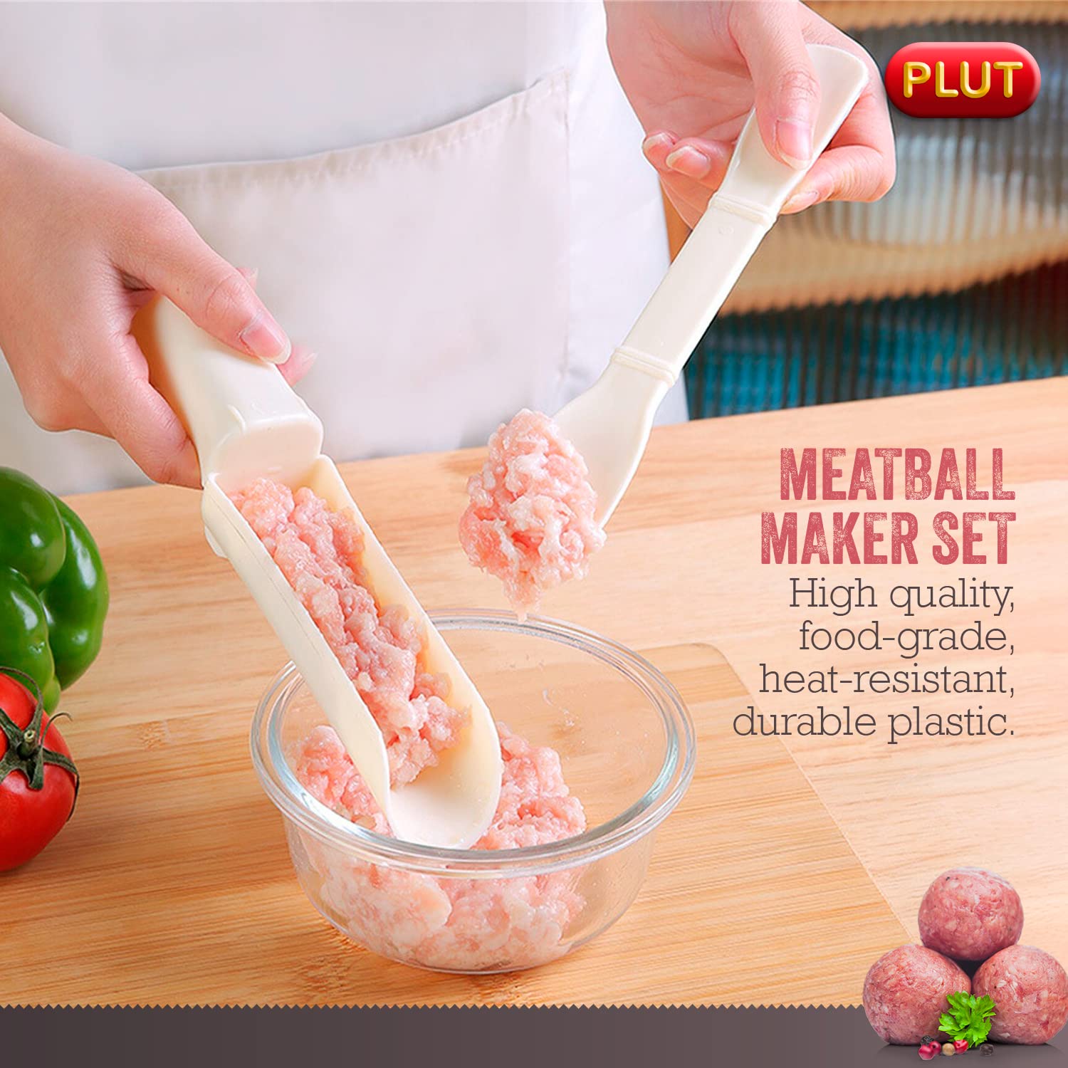 Non-Stick Plastic Meatball Maker Tool - 2 Pack | Easy Meatball Scoop & Baller for Perfect Homemade Meatballs | Ideal for Cooking, Meal Prep & Party Snacks