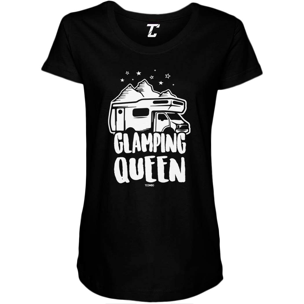 Funny Camper RV Glamping Queen Maternity T-Shirt - Side Ruched Design for Pregnant Women | Perfect for Camping Trips, Outdoor Adventures & Pregnancy Announcements
