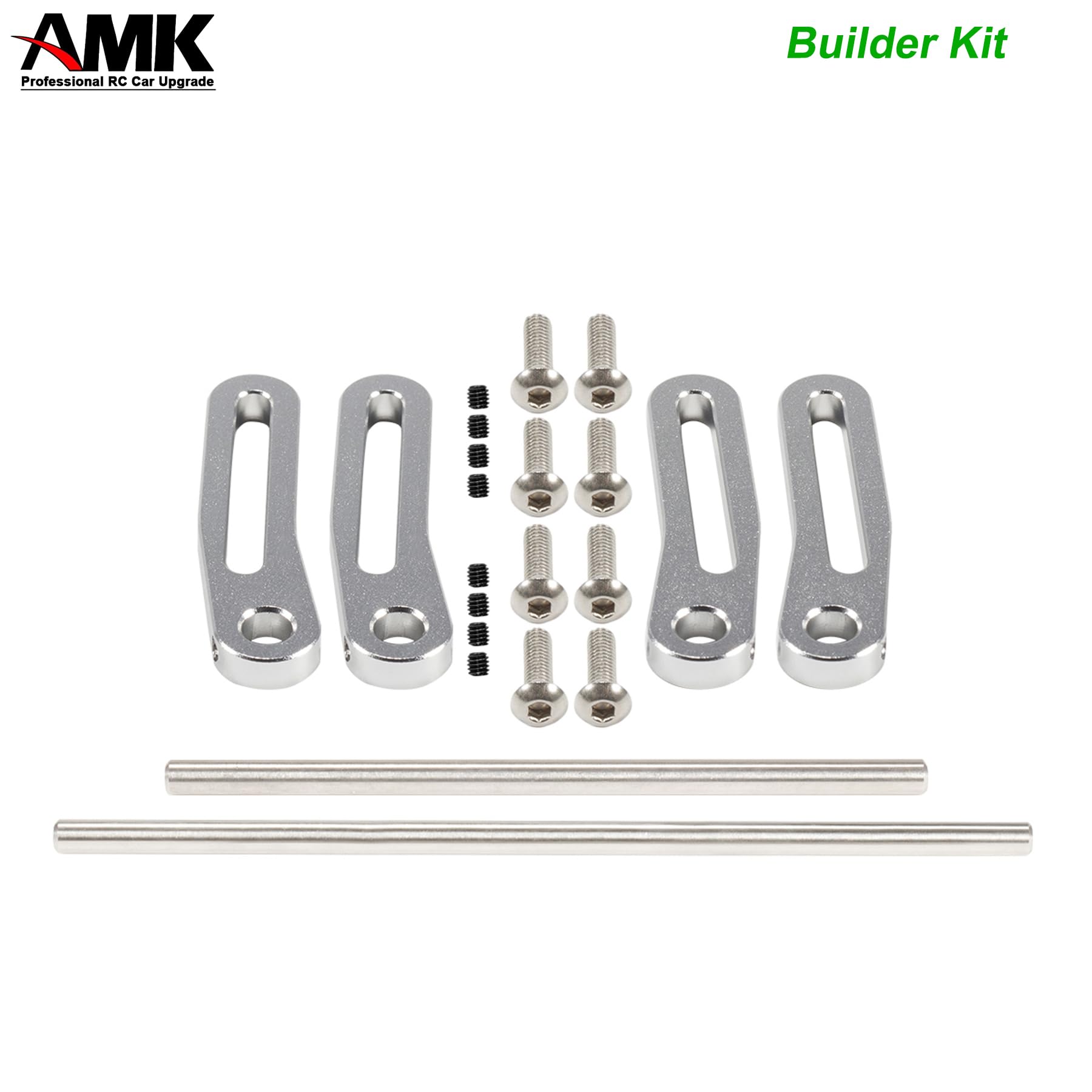 AMK Adjustable 1/10 Scale Metal Bumper Set - Front & Rear Upgrade for RC Crawler Axial SCX10, Element Enduro, Gen7, Gen8, TRX6, TRX4 - Durable Off-Road Protection (Silver) - Perfect for Rock Crawling & Trail Adventures