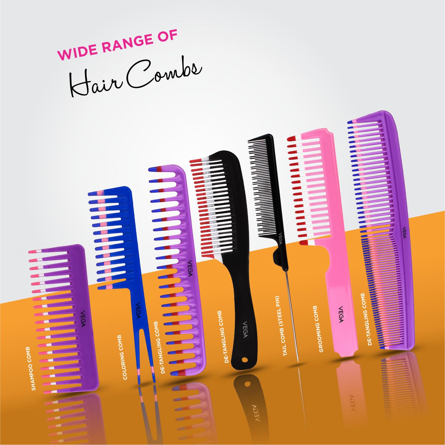 Vega Wide Tooth Shampoo Comb for Wet & Curly Hair - Purple (1269) | India's No.1 Hair Comb Brand | Perfect for Salon, Travel & Home Use