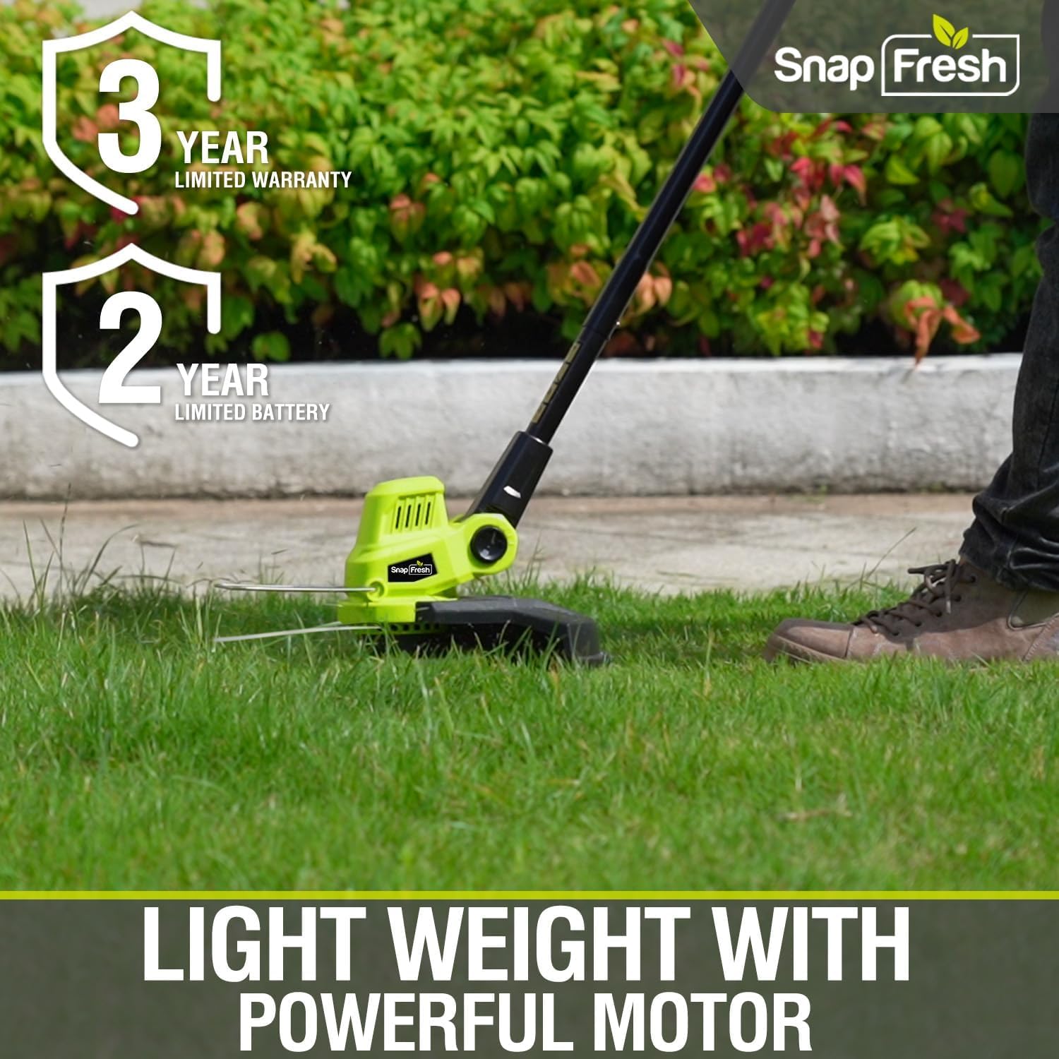 **SnapFresh 20V Cordless String Trimmer - Electric Lawn Trimmer with 2.0Ah Battery & Fast Charger, Lightweight Adjustable Angle Trimmer for Garden, Yard, and Lawn Edging - Perfect for Home Landscaping and DIY Lawn Care**