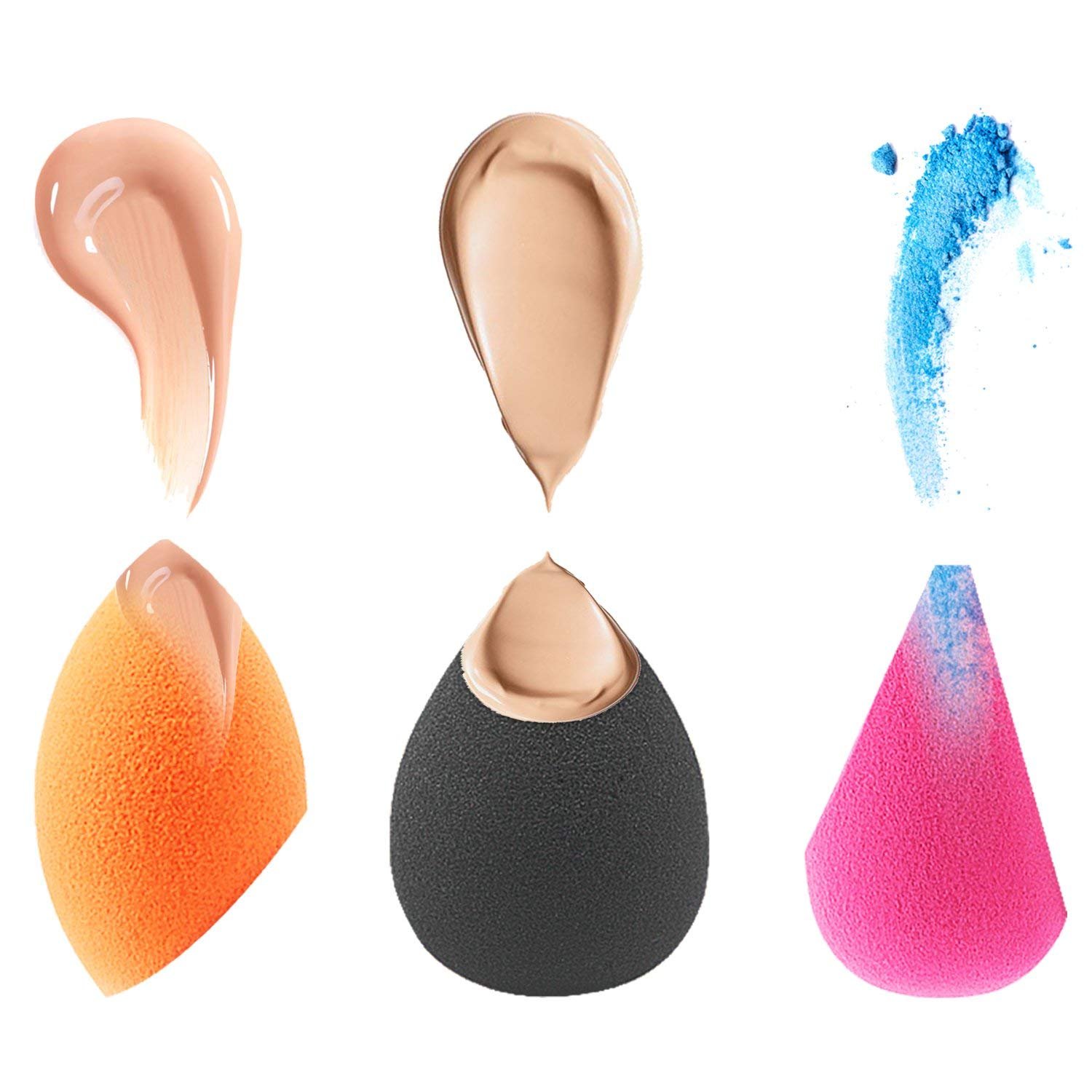 AVTY 3 Shape Makeup Blender Sponge Set with Foundation Brush - Professional Beauty Sponges for Liquid, Cream & Powder Cosmetics - Multi-Colored Makeup Sponges Kit for Flawless Blending & Contouring - Perfect for Daily Makeup, Professional Use & Travel