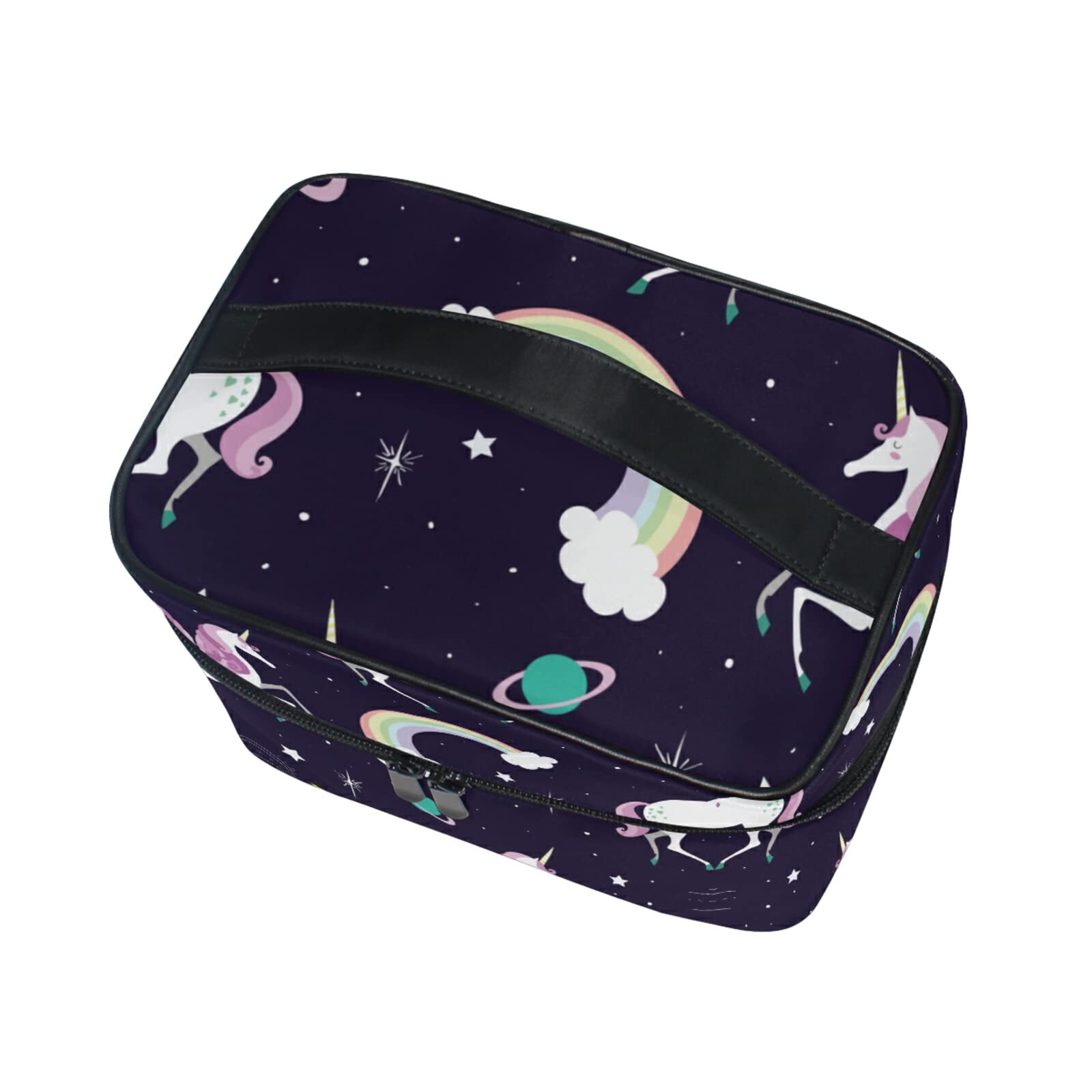 Unicorn Rainbow Starry Space Cosmetic Bag Organizer - Waterproof Zippered Makeup Pouch for Women & Girls - Perfect for Travel, Gym, and Daily Beauty Essentials Storage