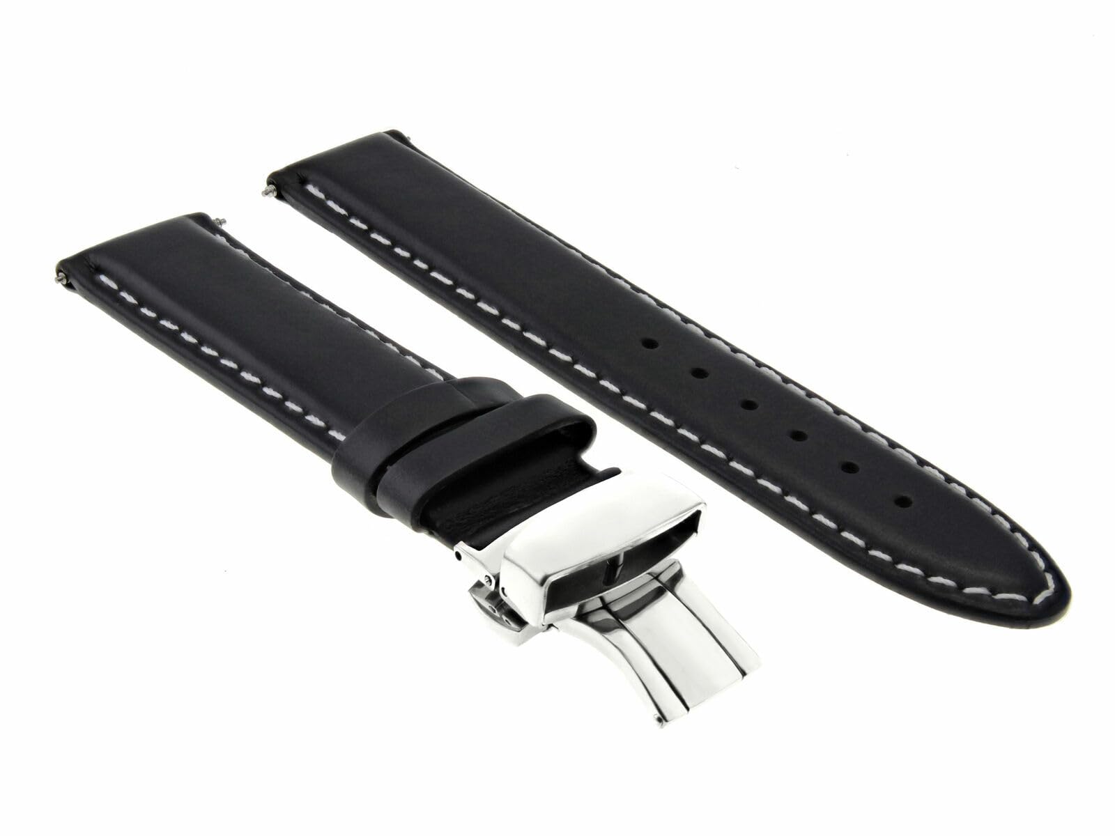20mm Smooth Leather Watch Band Strap for Baume & Mercier Capeland & Classima Chrono - Premium Black Replacement Watch Strap for Men & Women - Perfect for Business, Casual & Formal Occasions