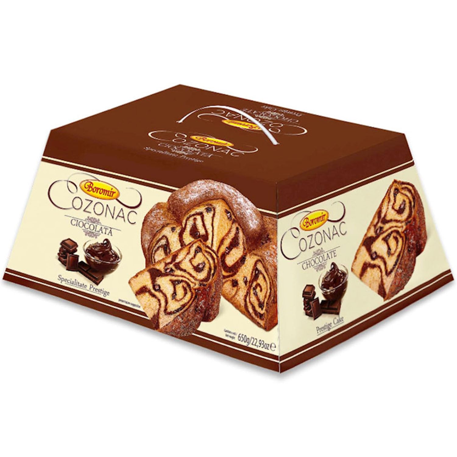 Premium Boromir Cozonac Chocolate Cake 22.93oz (650g) - Traditional Romanian Sweet Bread with Rich Cocoa Filling - Perfect for Holidays, Gifts & Family Gatherings
