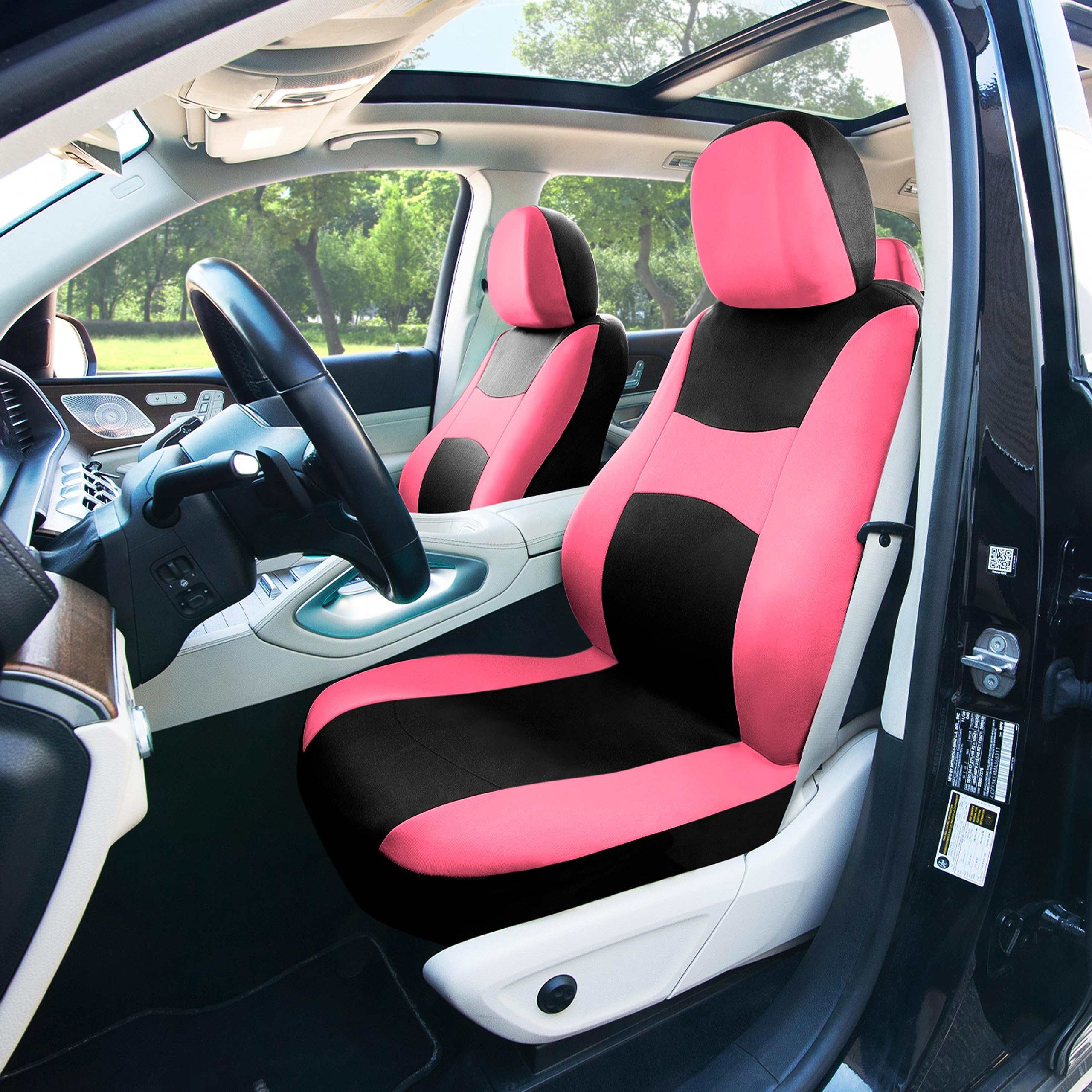TLH Automotive Seat Covers - Lightweight Breathable Full Set Car Seat Covers, Pink Universal Fit for Cars Trucks & SUVs | Airbag Compatible Split Rear Design | Perfect for Daily Commute, Road Trips & Interior Protection