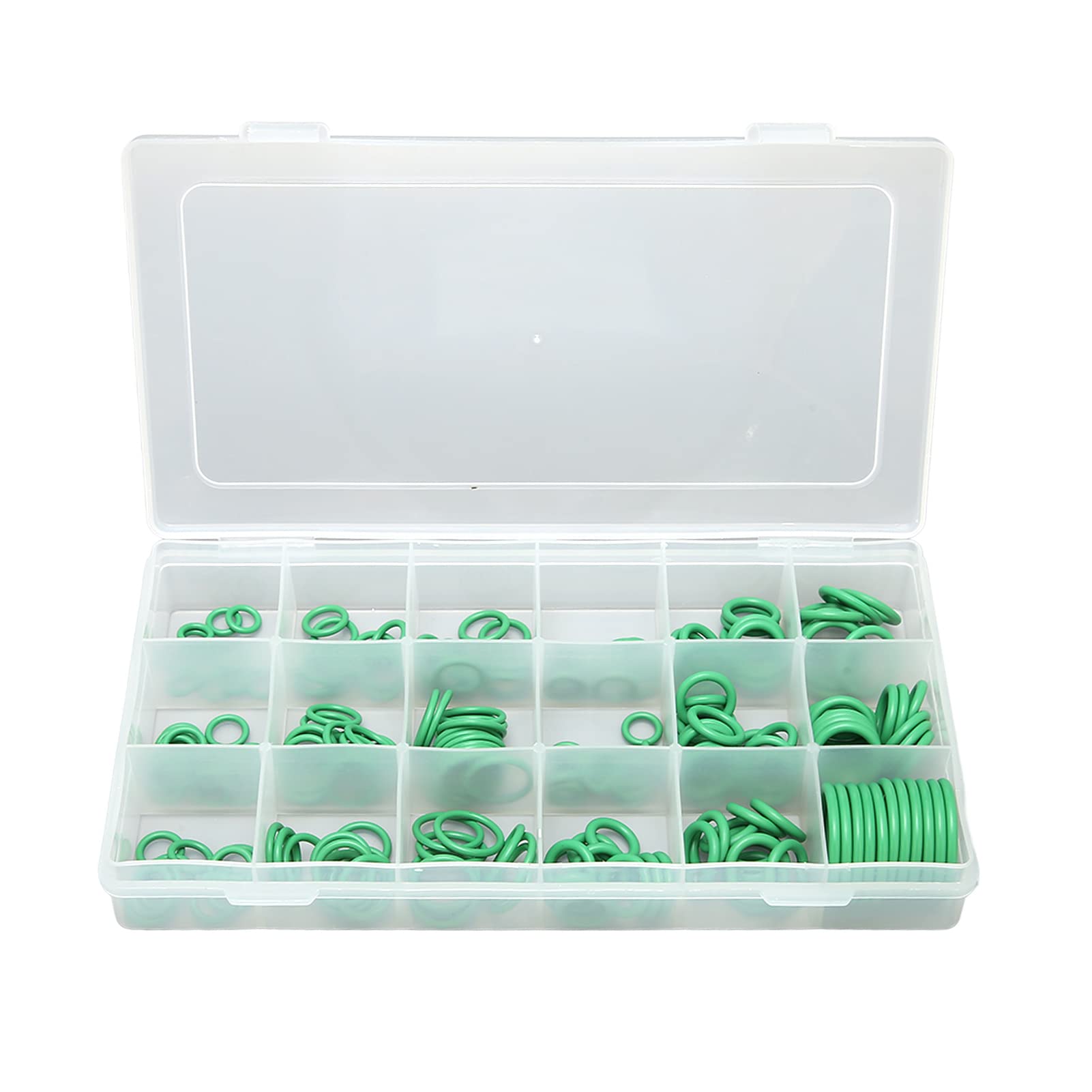 225pcs Universal Car AC O-Ring Gasket Assortment Kit - 18-Compartment AC Seal Ring Washer Set for Japanese Vehicles | Perfect for Auto AC Repairs & Maintenance