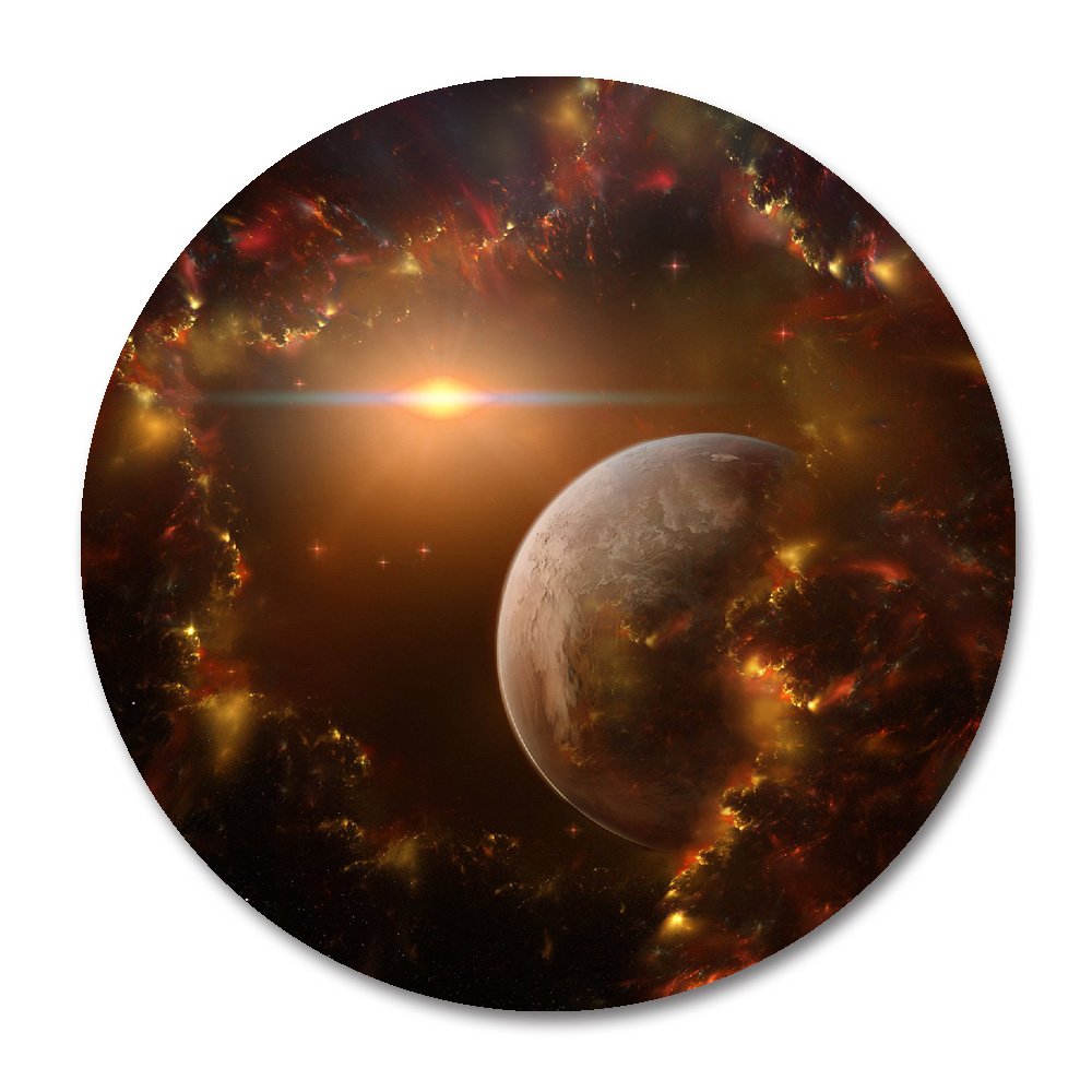 Galaxy Nebula Space Planet Round Non-Slip Rubber Mouse Pad - Smooffly Gaming & Office Desk Mat for PC, Laptop & Computer Workstations - Perfect for Gamers, Programmers & Office Professionals