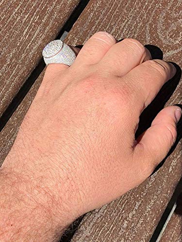 HarlemBling Solid 925 Sterling Silver Men's Iced Hip Hop Ring - Round Cluster Design for Men | Perfect for Gifts, Parties, and Streetwear Fashion