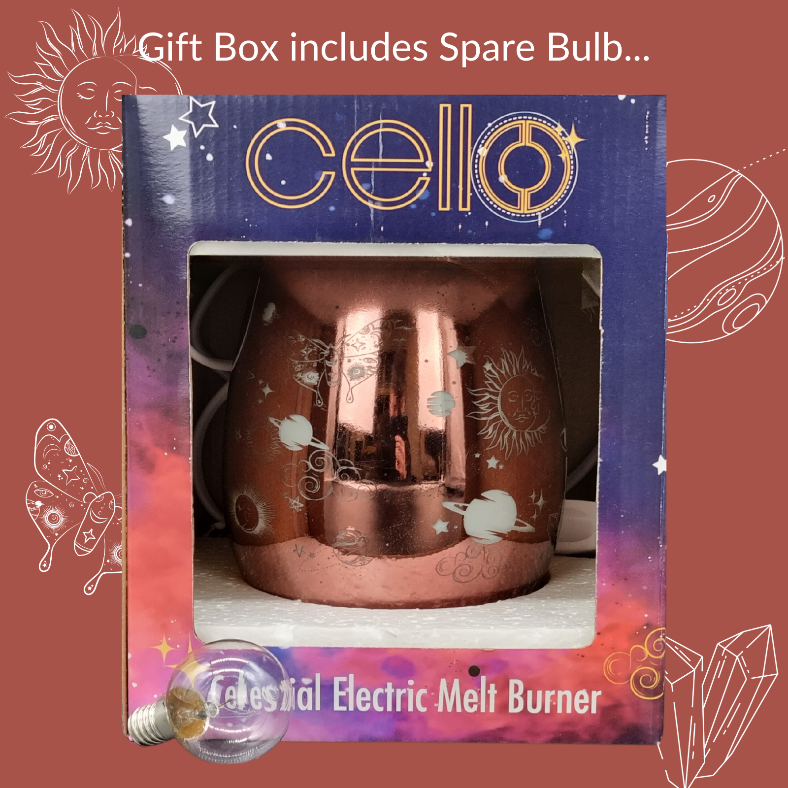 Cello Celestial Electric Wax Melt Warmer - Aromatherapy Diffuser with Copper Finish for Home, Office & Spa Relaxation