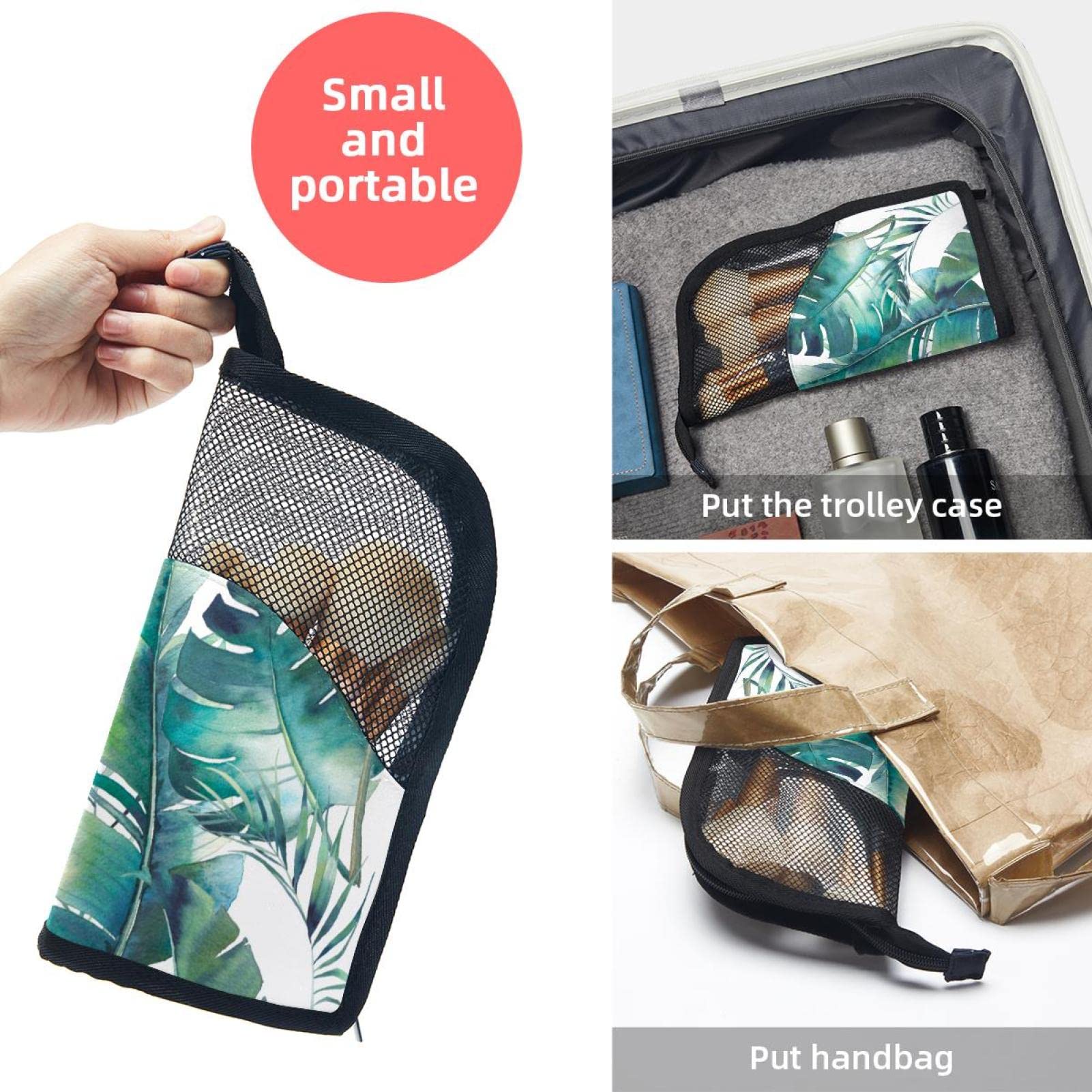 Premium Makeup Brush Organizer Bag with 12 Slots - Portable Travel Cosmetic Brush Holder Case (Palm Leaf Tropical Design) - Perfect for Home Storage & On-the-Go Makeup Artists