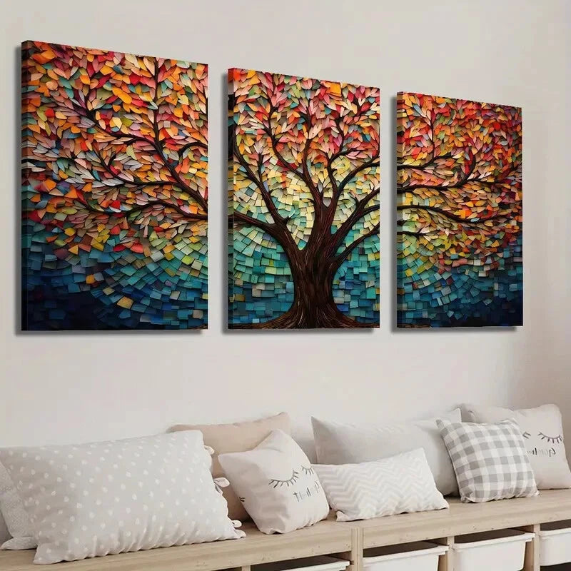 3-Piece Abstract Colorful Tree of Life Wall Art Set - 40x60cm Framed Canvas Prints | High Quality Australian-Made Home Decor | Perfect for Living Room, Bedroom & Office Decorations