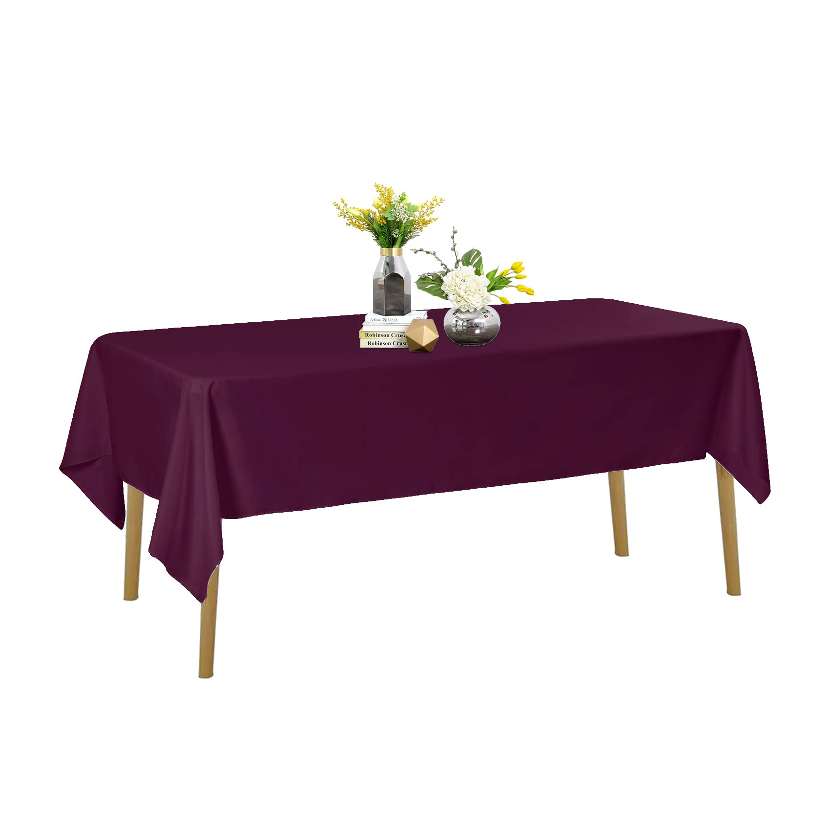 Burgundy Rectangle Tablecloth 60x102 Inches - Stain & Wrinkle Resistant Washable Polyester Table Cover for Dining Table, Buffet, Wedding Decor - Perfect for Formal Dinners, Holiday Parties & Special Events