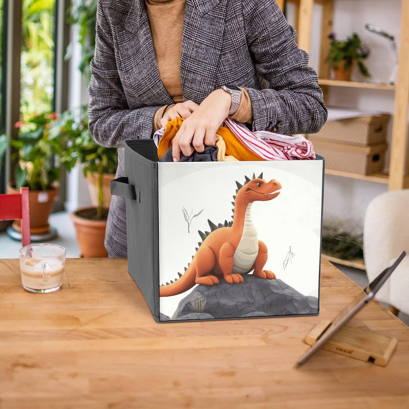 Funny Dragon Printed Storage Baskets 2-Pack - Decorative Fabric Storage Bins for Home Organization, Closet, Nursery & Laundry Room