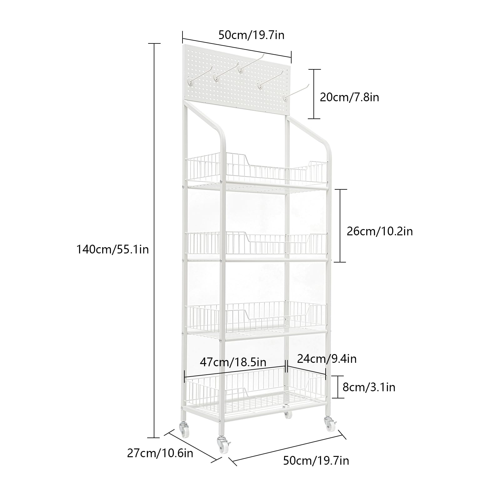 4-Tier Rolling Candy Cart with Lockable Wheels - 20