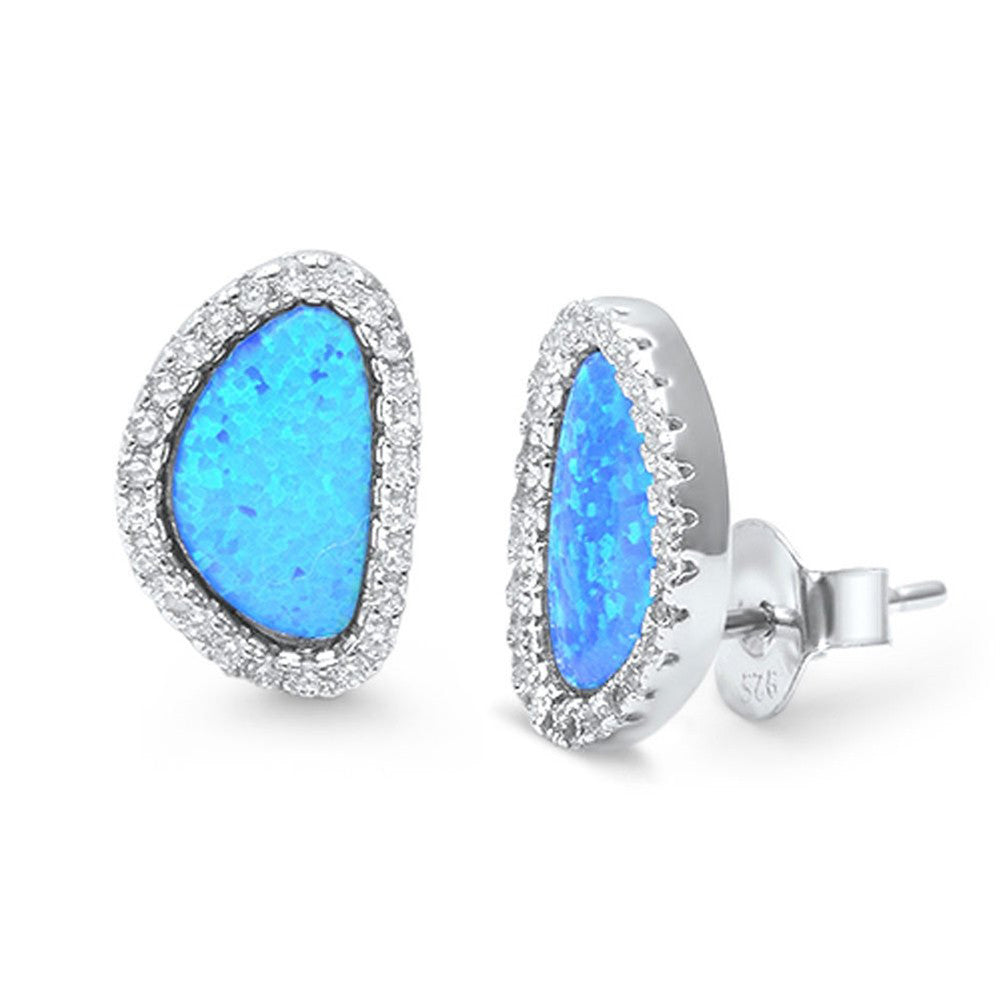 12mm Halo Round CZ Lab-Created Opal 925 Sterling Silver Stud Earrings for Women - Elegant Everyday Jewelry & Special Occasion Gift