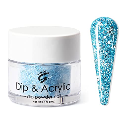 Premium Blue Glitter Dipping Powder for Nails - Sparkling Acrylic Dip Powder Kit for French Manicure, DIY Salon & Home Nail Art (No Color Difference, Shade 119) - Perfect for Parties, Weddings & Special Occasions