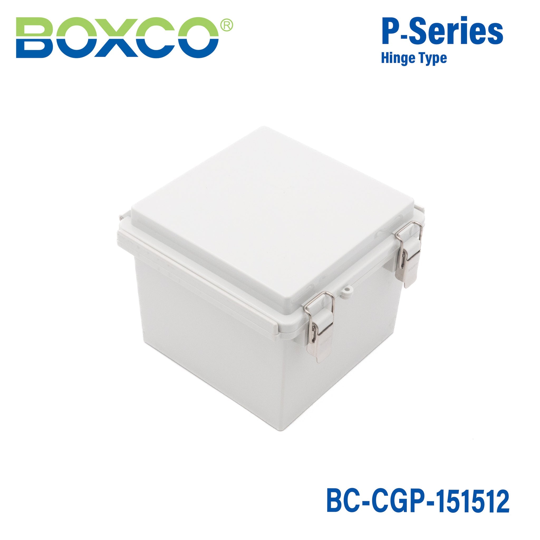 Boxco P Series 5.91 x 5.91 x 4.72 Inches (150 x 150 x 120mm) Waterproof Plastic Enclosure - IP67 & IK08 Rated Polycarbonate Grey Case with Molded Hinge & Latch - Ideal for Outdoor Electronics, Industrial Equipment & DIY Projects