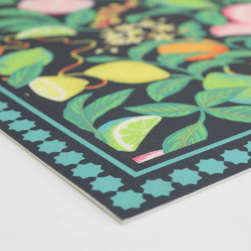 Non-Slip Citrus Fruit Vinyl Floor Mat - Waterproof Kitchen & Bathroom Rug - Anti-Fatigue Comfort for Home, Office, Dorm - Easy to Clean & Maintain
