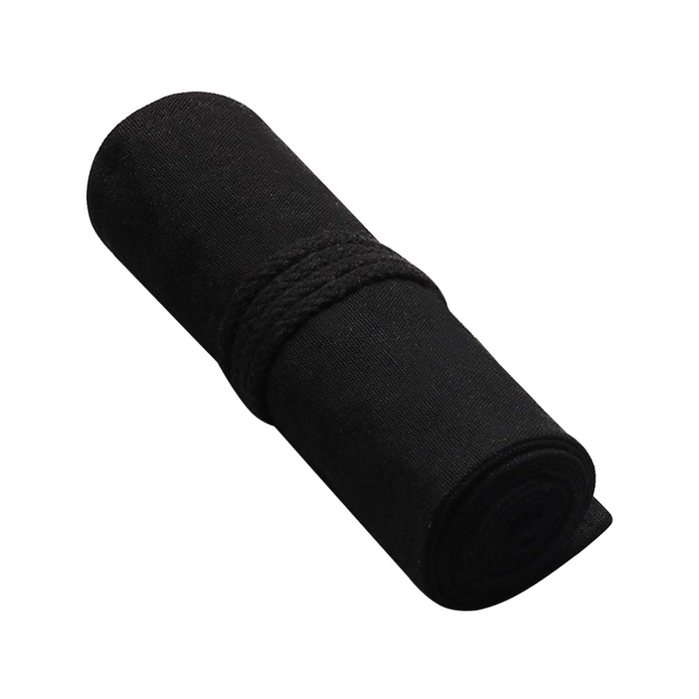 Artibetter 36-Slot Rolling Pencil Bag - Premium Canvas Pencil Holder Case for Artists, Painters & Students (Black) - Perfect for Organizing Colored Pencils, Markers & Art Supplies On-The-Go