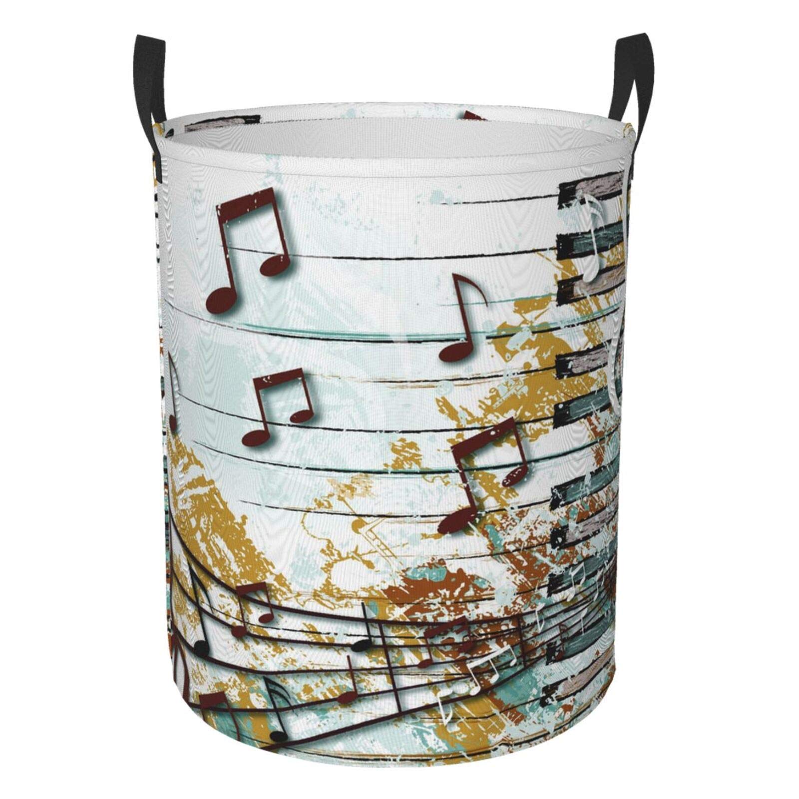 Foruidea Collapsible Laundry Hamper with Music Note Design - Oxford Fabric Storage Bin for Clothes, Nursery, Home, Office & Dorm - Perfect Gift Basket for Music Lovers (Ideal for Bedroom Organization, College Dorm Storage & Baby Nursery Decor)