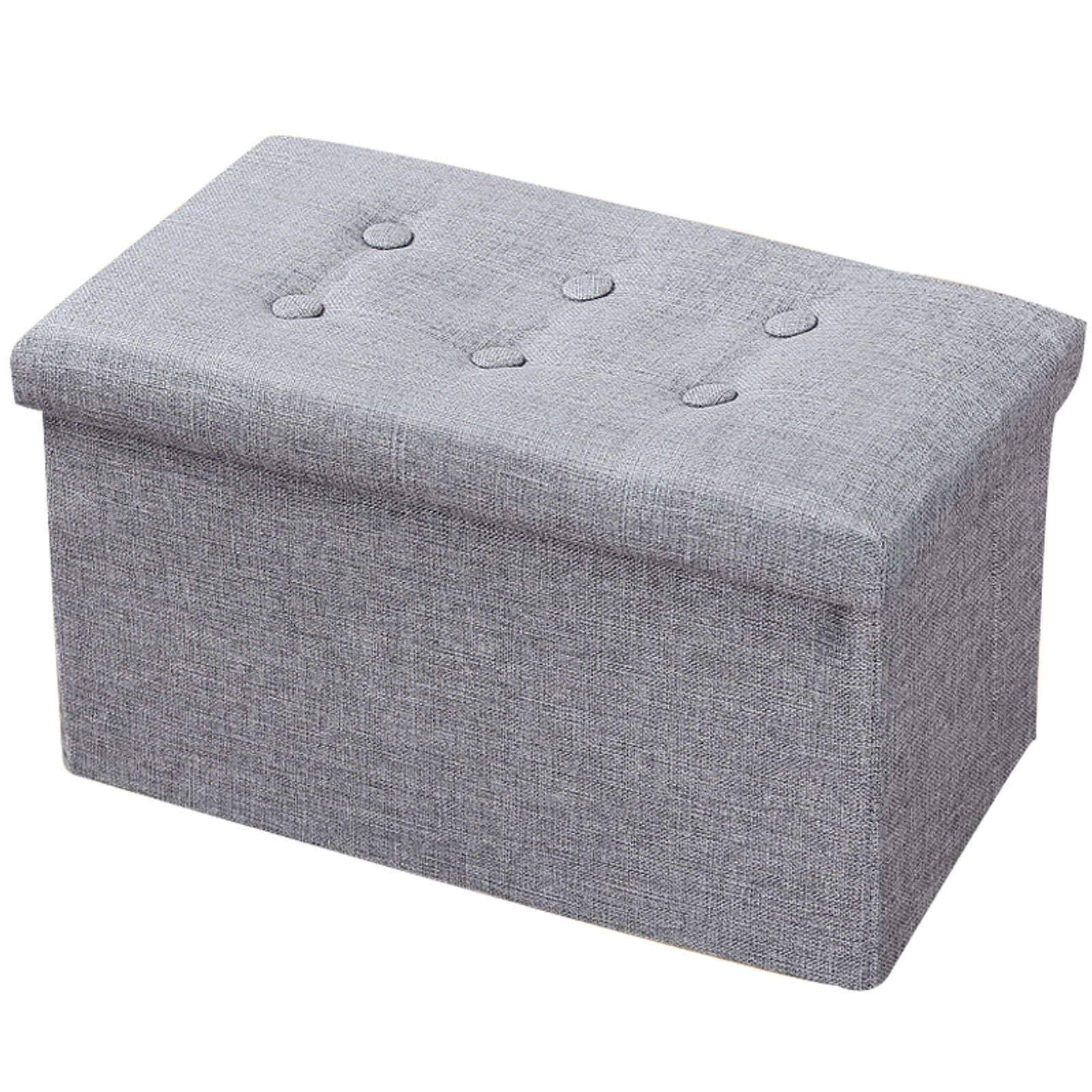 Multifunctional Cotton Linen Ottoman Footrest Stool - Foldable Storage Bench for Shoes, Toys & Living Room - Space-Saving Entryway & Coffee Table Companion - 50x30x30cm (20x12x12inch) Dark Gray - Perfect for Small Spaces, Nursery, and Home Organization