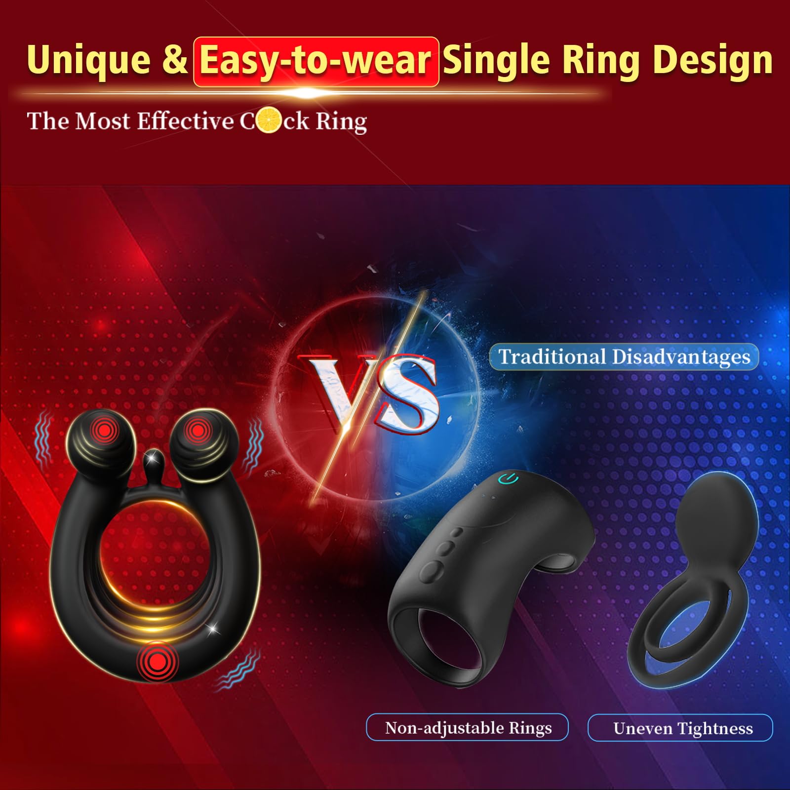 Triple Stimulation Vibrating Cock Ring for Couples - Silicone Penis Ring & Clitoral Stimulator for Enhanced Pleasure - Men & Women Adult Sex Toy - Perfect for Spicing Up Intimate Moments & Couples Play