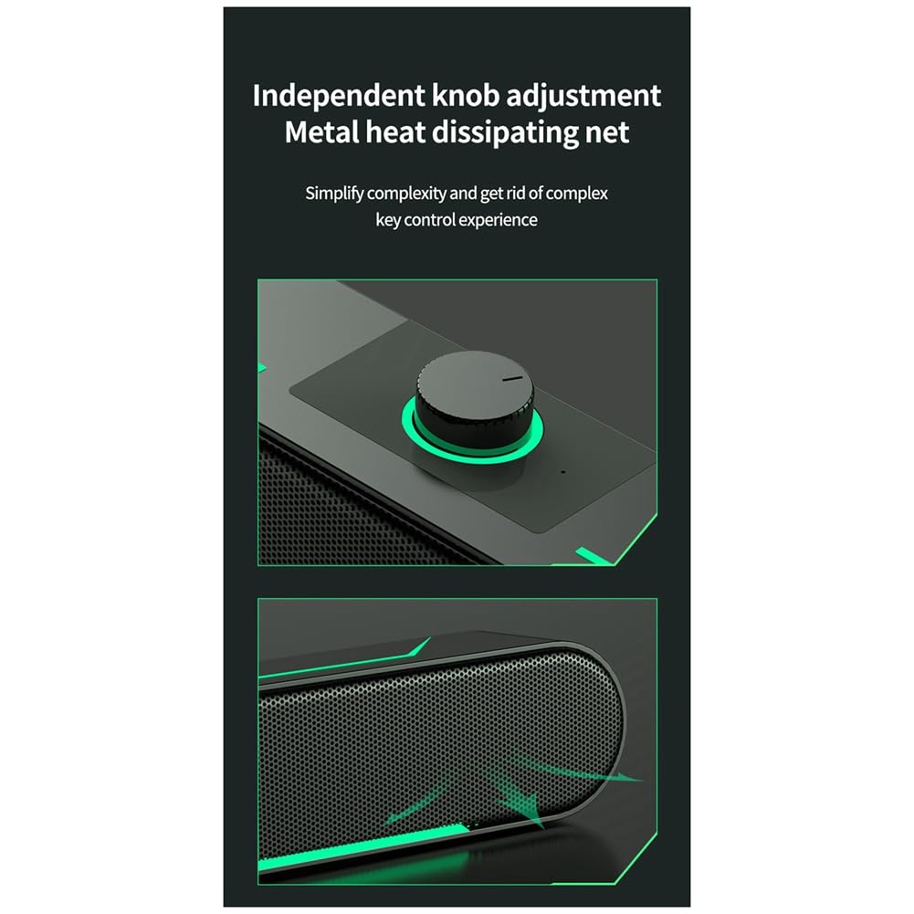 Cosmin High Volume LED Gaming Computer Speakers - HIFI Stereo Desktop Soundbar with RGB Lighting for PC, Laptop, Home Theater & Gaming Setup | Perfect for Streaming, Music & Movie Nights