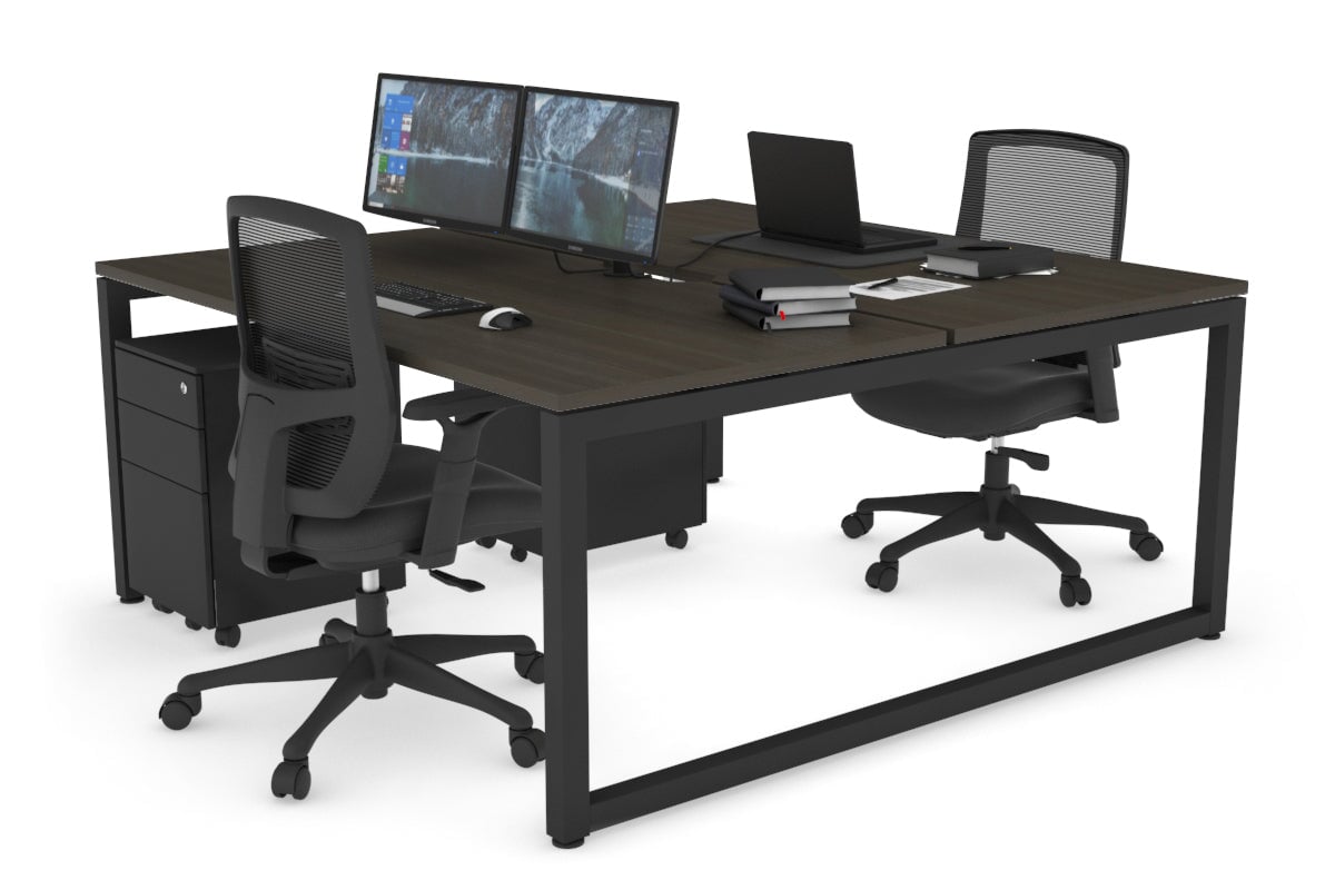 Quadro Loop Legs 2-Person Office Workstation - 1200L x 800W with Cable Management Scallop - Perfect for Collaborative Workspaces & Shared Office Desks